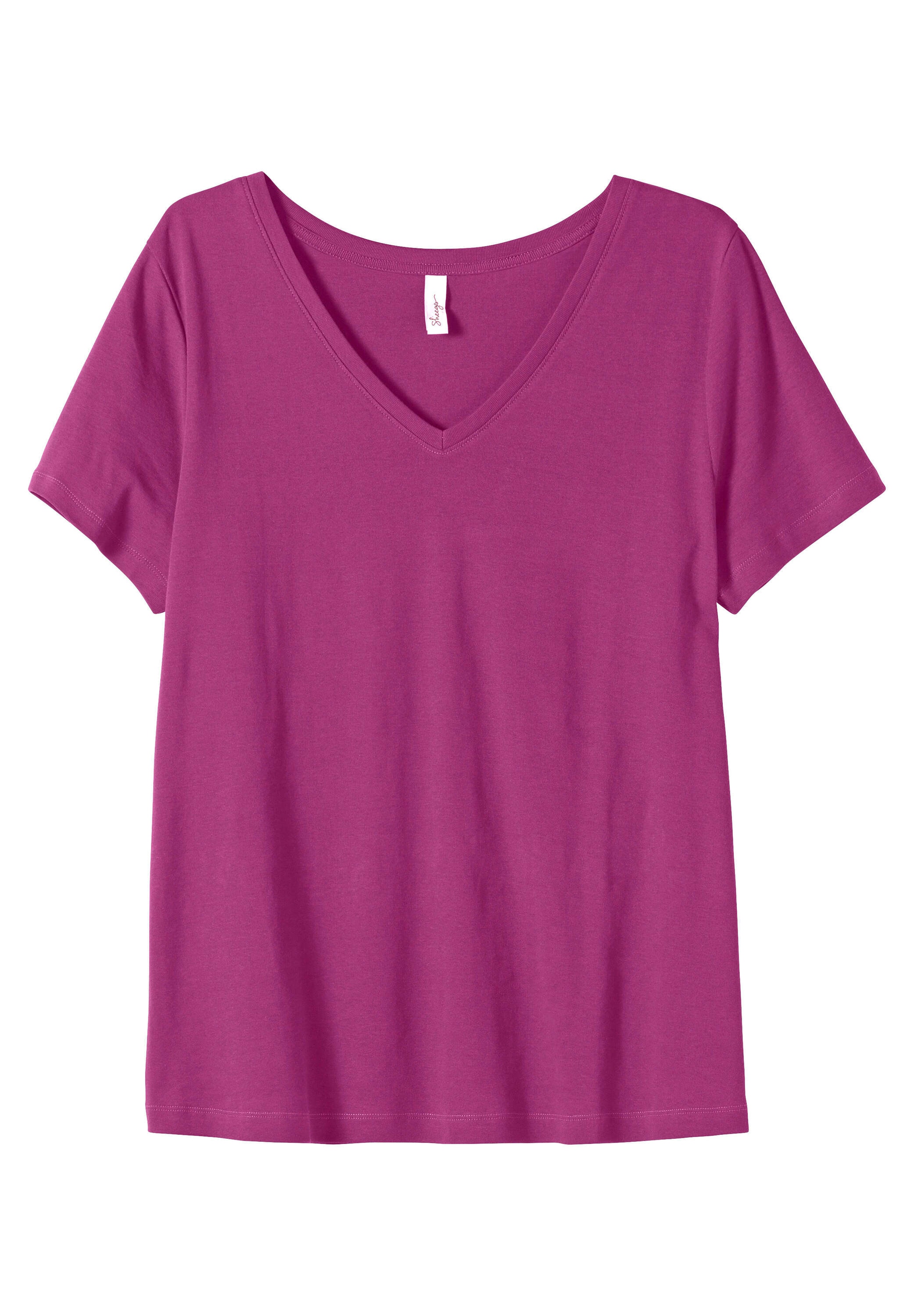 Sheego T-Shirt »T-Shirt T-Shirt mit V-Ausschnitt, Rippqualität«