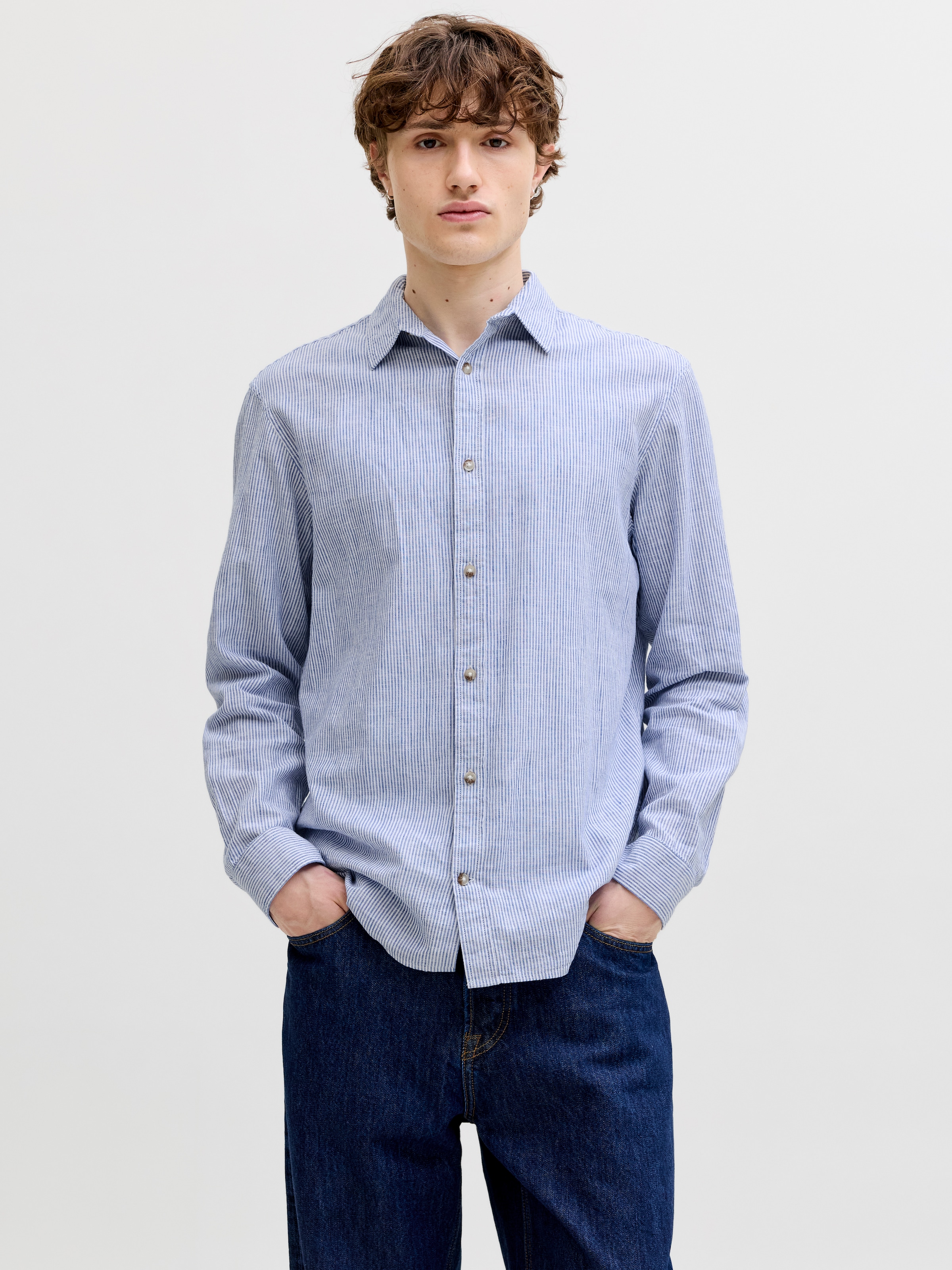 Jack & Jones Langarmhemd »JJESUMMER LINEN BLEND SHIRT L/S SN 2PKMP« Packung, 2