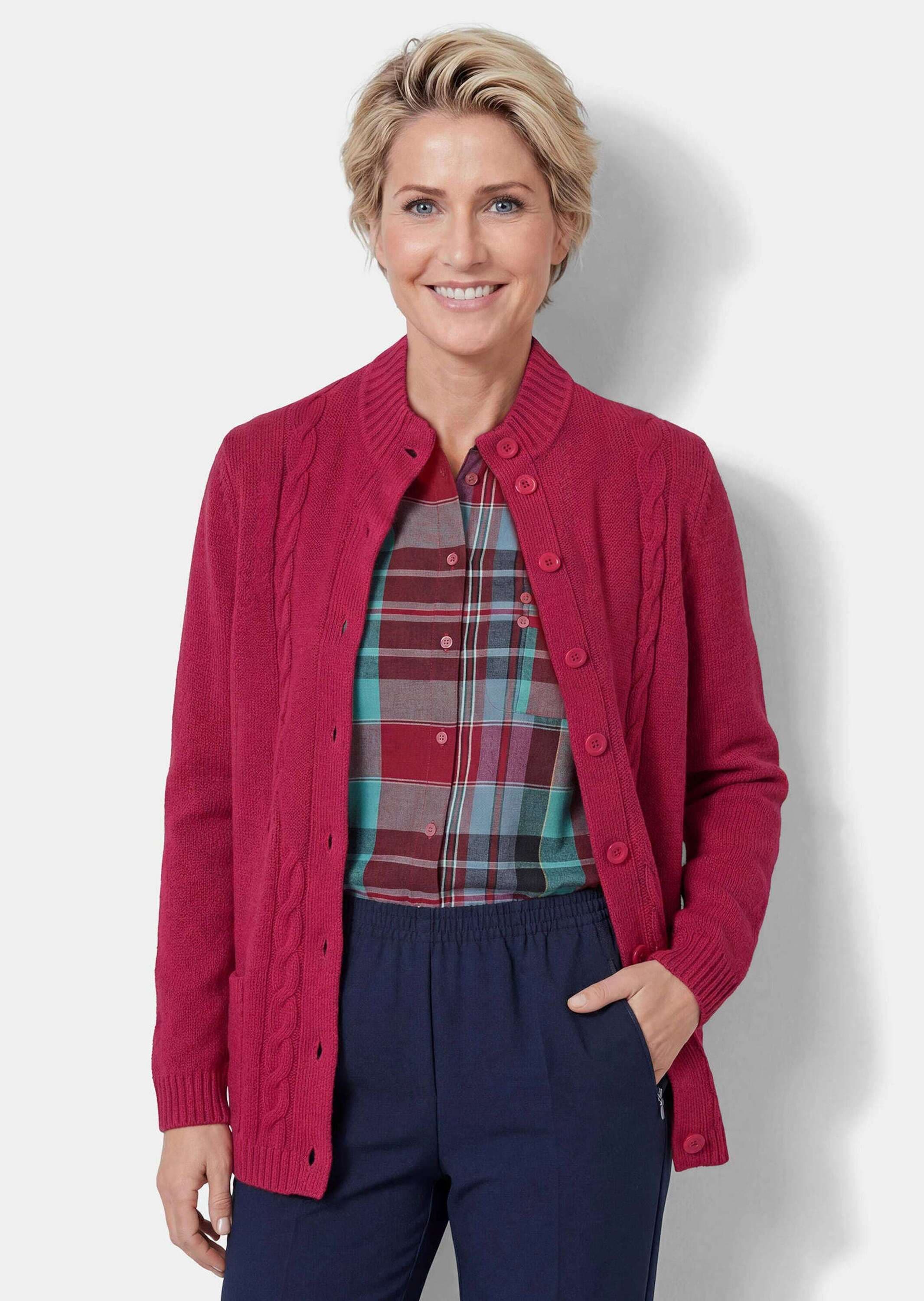 GOLDNER Strickjacke »Cardigan mit Zopfmuster« Zopfmuster im Vorderteilund aufgesetzte Taschen