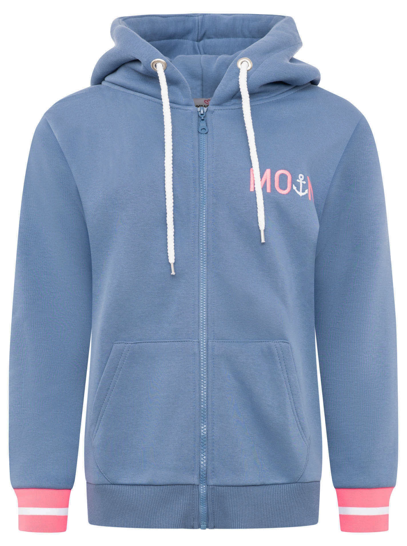 Zwillingsherz Kapuzensweatjacke »"Rahel"« Langarm, Kapuze, Reißverschluss, modisch, Schriftzug, Taschen