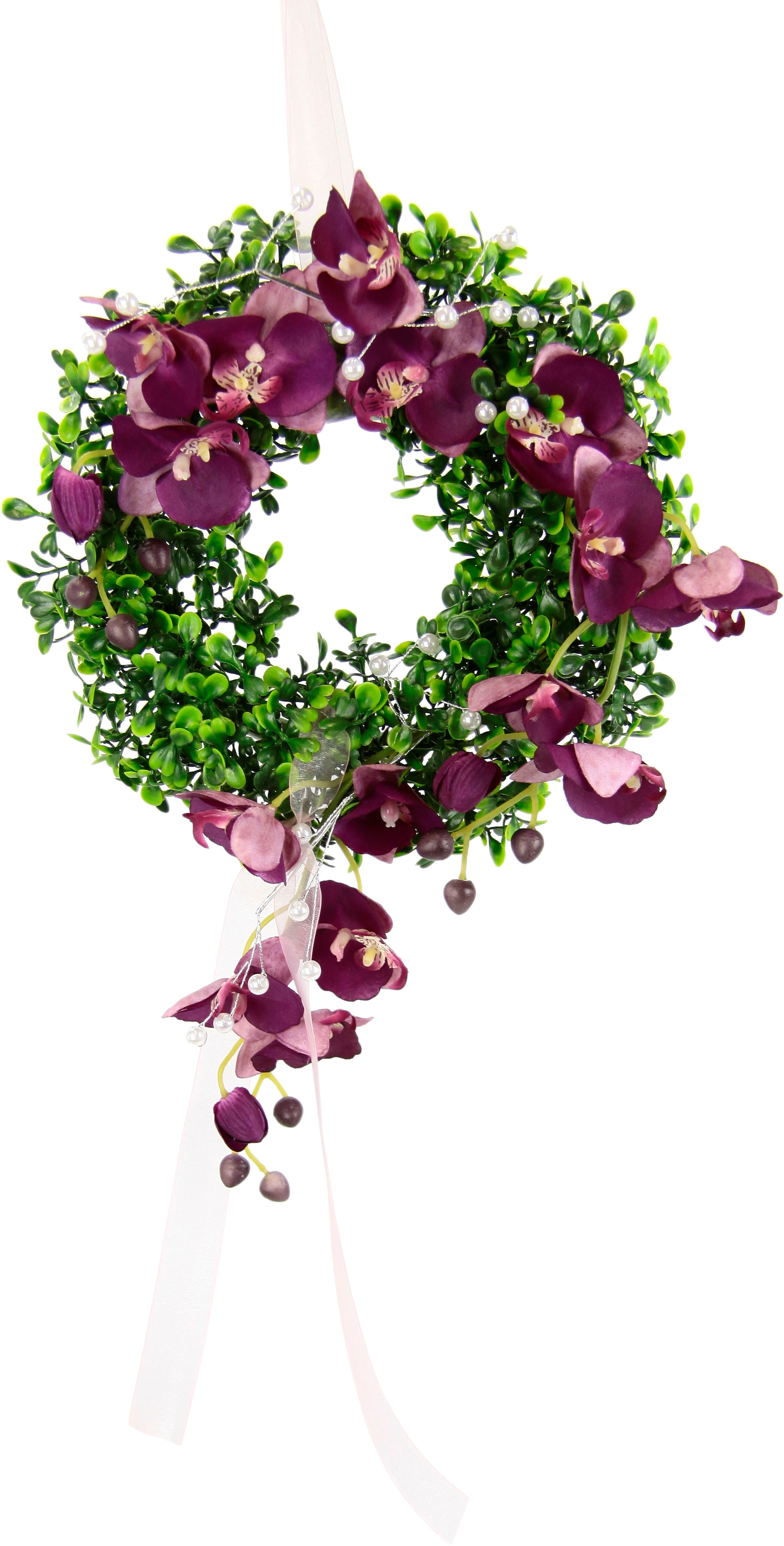 Kunstkranz »Orchidee«, Buchskranz Festliche Dekoration Hochzeitsdeko Wanddeko