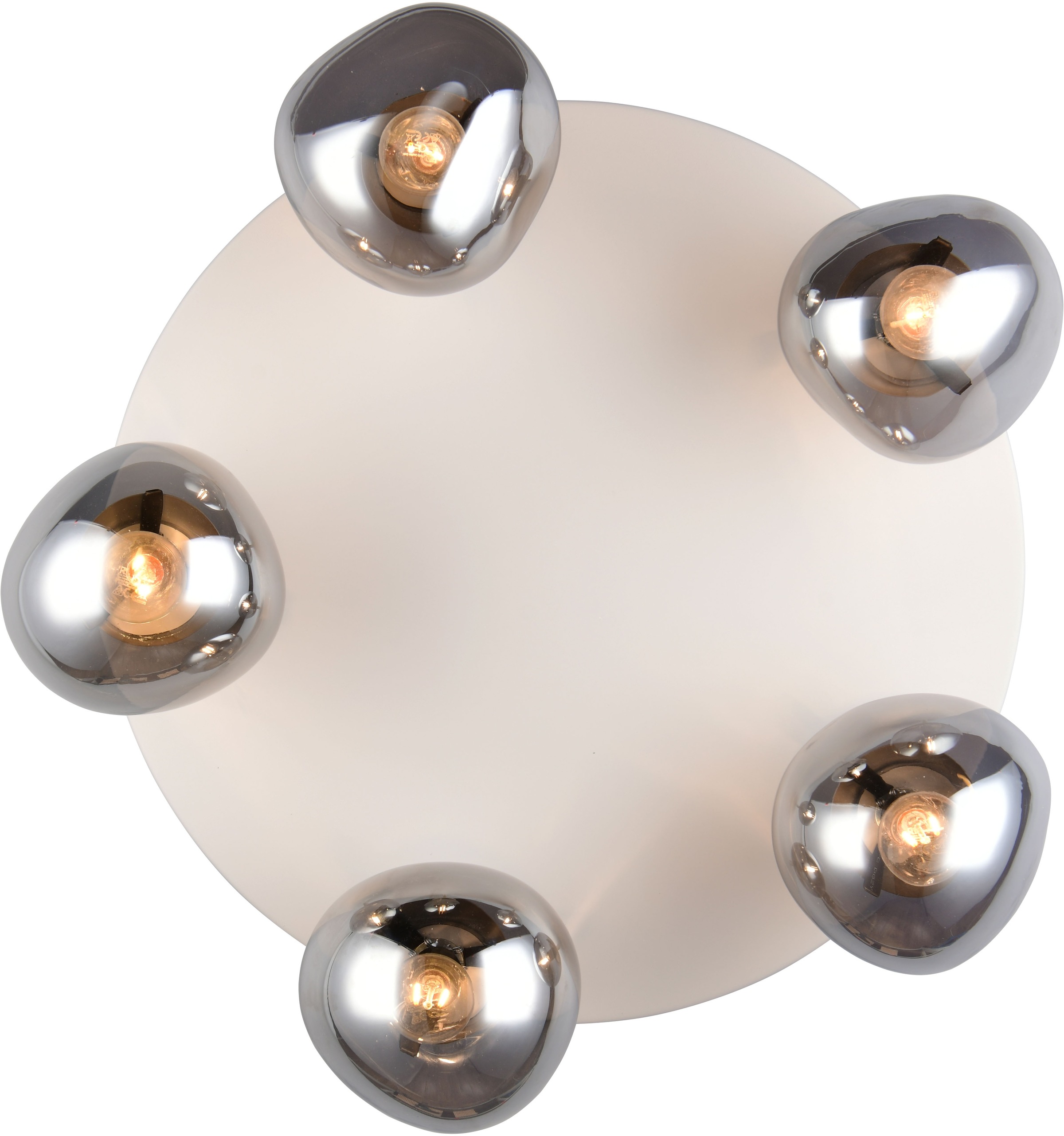 s.Oliver Deckenleuchte »ANJELLA, Deckenlampe exkl 5x E14 max 10W, in warm grey + smoke Glas,«, 5 flammig, Leuchtmittel E14 | Leuchtmittel wechselbar, mit mundgeblasenen Glas Lampenschirmen in rauchgrau, Ø gesamt 59cm