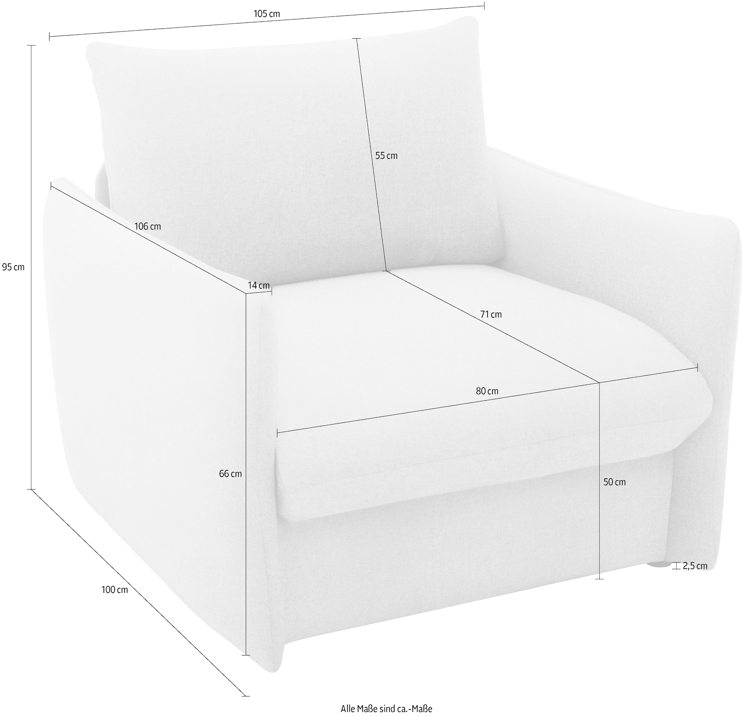 DOMO collection Sessel »700023 wandelbar zum Loungesessel, Relaxliege und Gästebett«, Schlaffunktion, Federkern, stabile Liegefläche ca. 70 x 195 cm