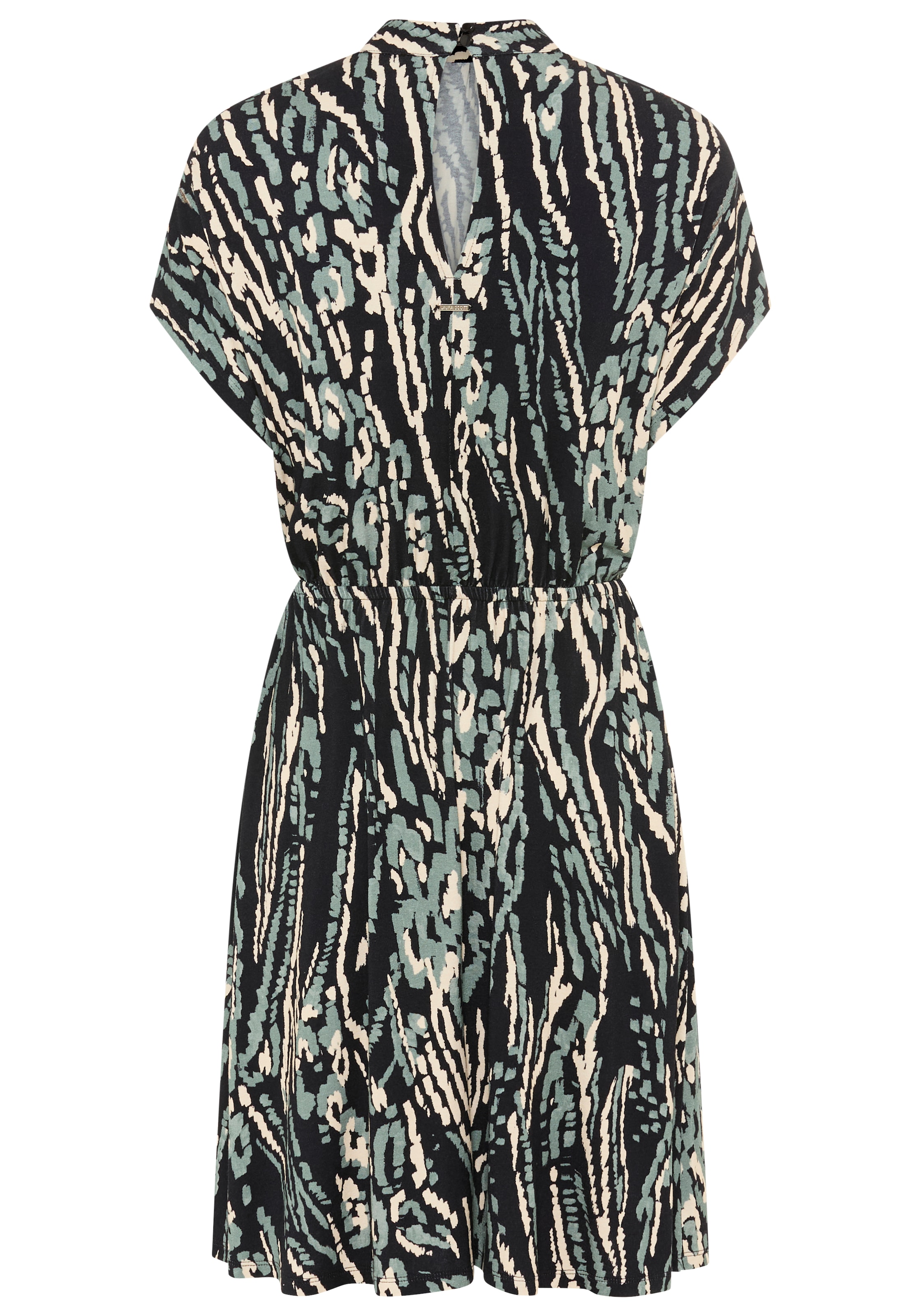 Laura Scott Sommerkleid hoch geschlossener Ausschnitt, aus Jersey, Abstrakt gemustert