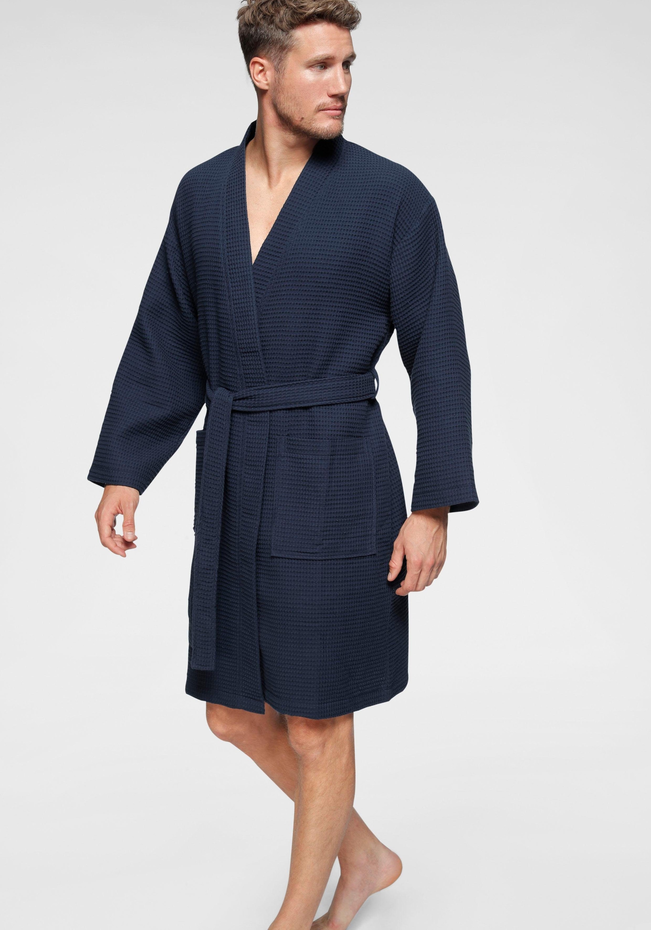 Unisex-Bademantel »Nora«, (1 St.), Damen & Herren mit Kimono-Kragen, Waffelpiqué,...