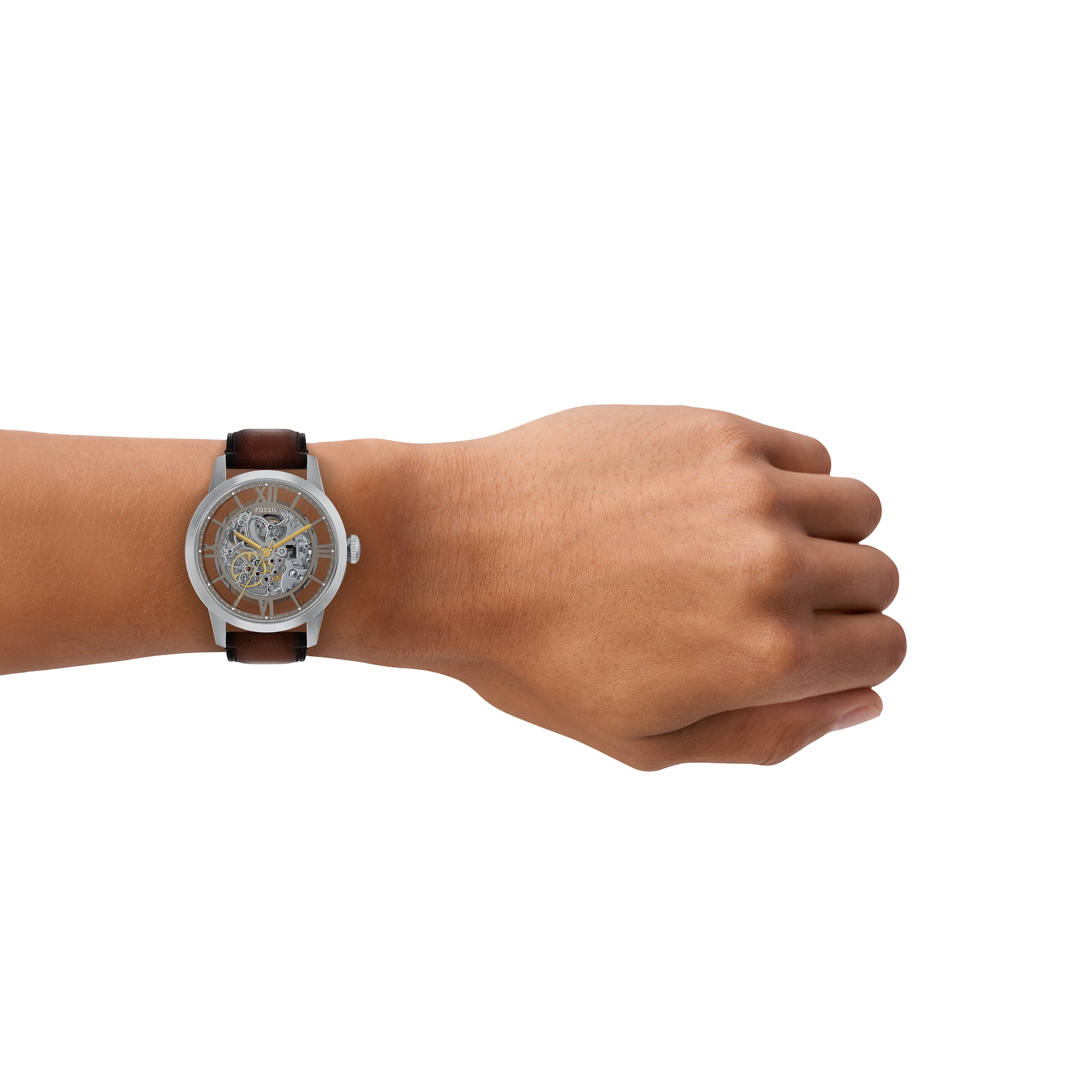 Fossil Automatikuhr »TOWNSMAN« Armbanduhr, Herrenuhr, Mechanische Uhr, Lederarmband, analog