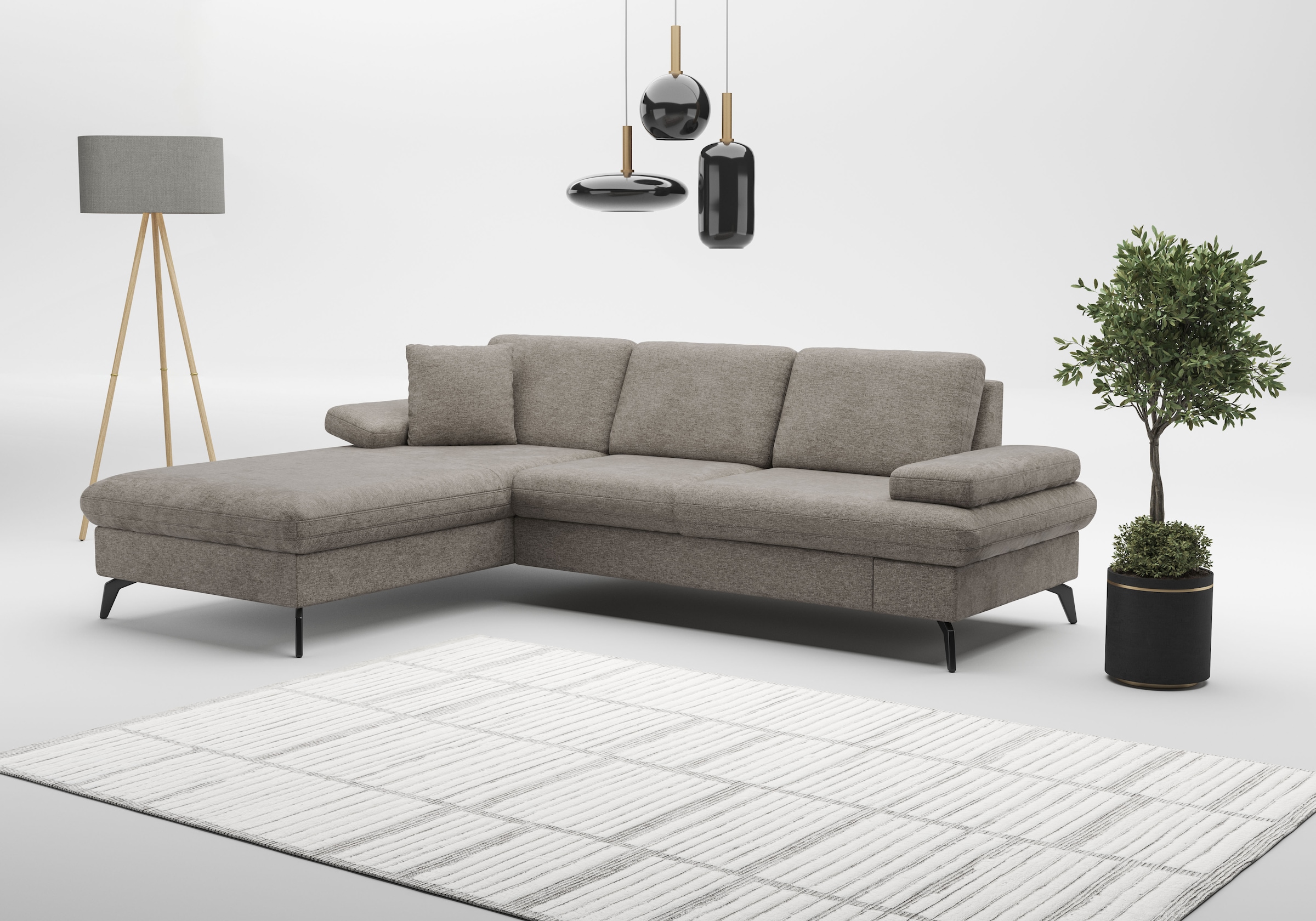 sit&more Ecksofa »Morris Jubi L-Form«, inkl. Armteilfunktion und 1 Zierkissen, wahlweise mit Bettfunktion