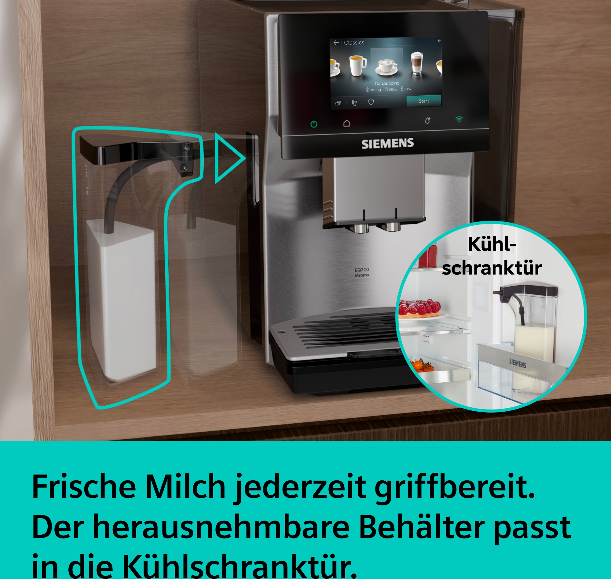 SIEMENS Kaffeevollautomat »TQ727D03« farbiges Full-Touch-Display, Doppeltassenfunktion, sehr leise, schwarz