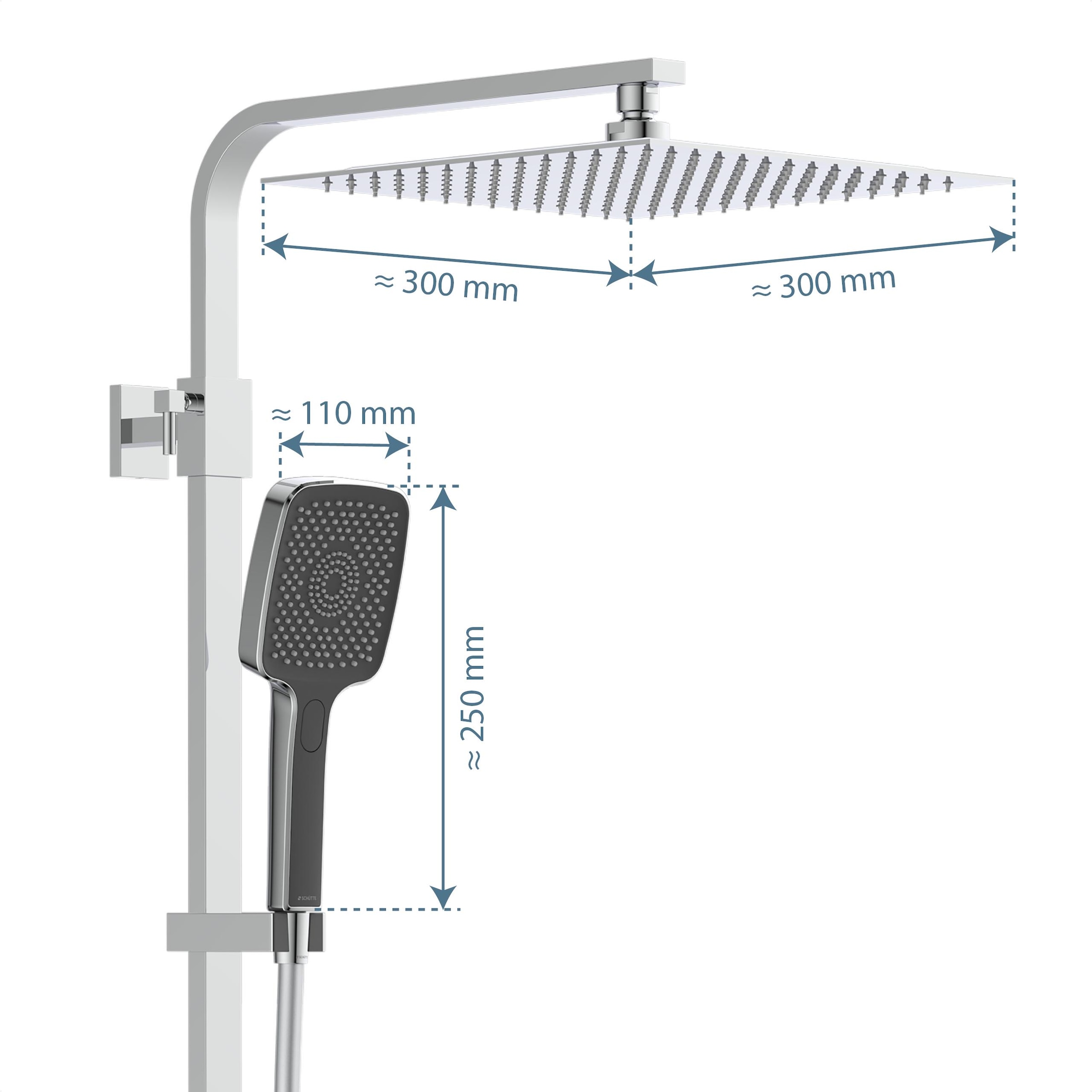 Schütte Brausegarnitur »OCEAN« Sicherheitssperre, höhenverstellb., inkl. Glasablage, Antikalk