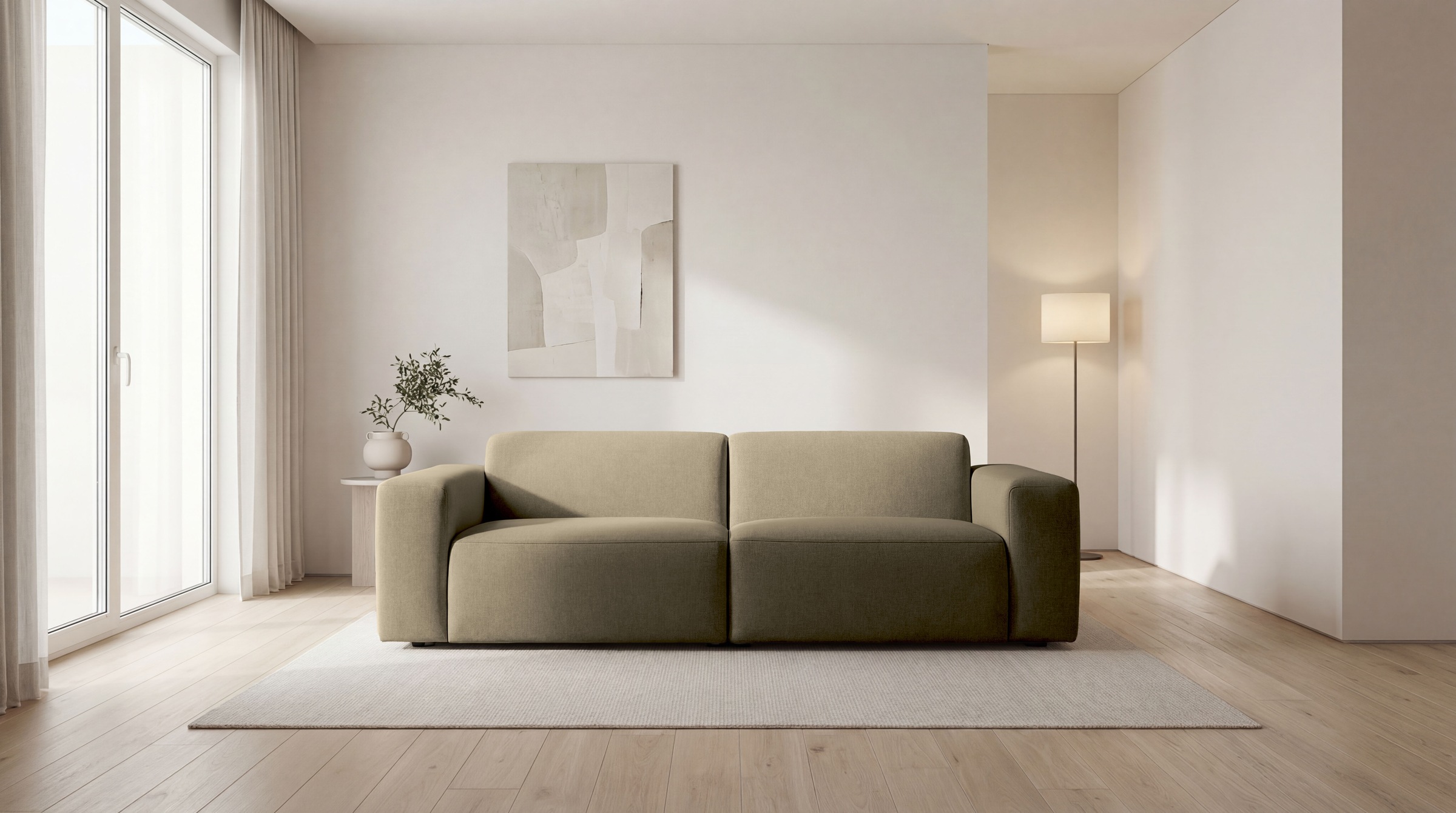 OTTO home 3-Sitzer »Koa, 228 cm, Modulsofa in Cord, Chenille, Struktur, Webstoff« Designsofa, weicher Lounge-Sitzkomfort, Welleunterfederung, bodentief