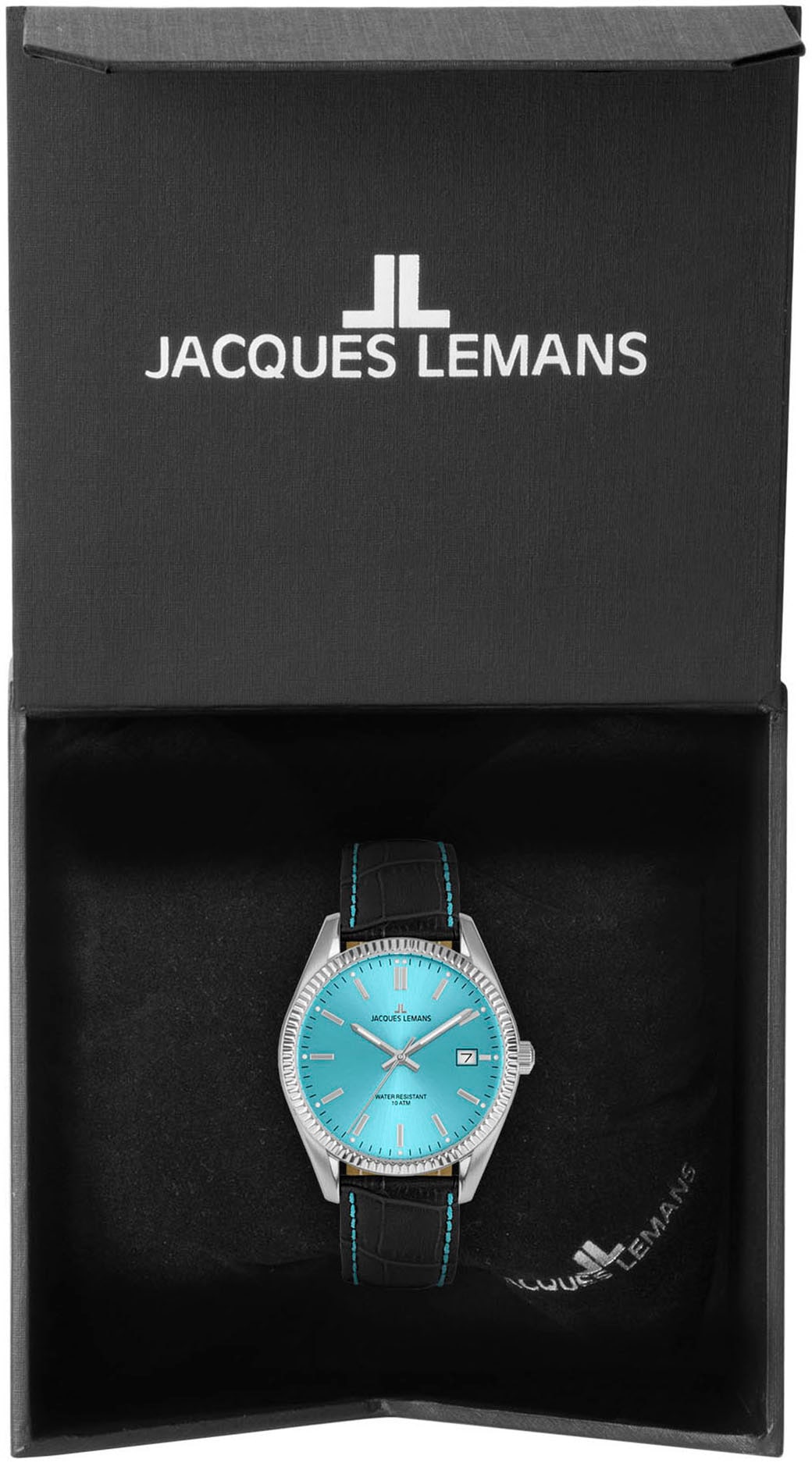 Jacques Lemans Quarzuhr »Derby«, Armbanduhr, Damenuhr, analog, Datum, Lederarmband