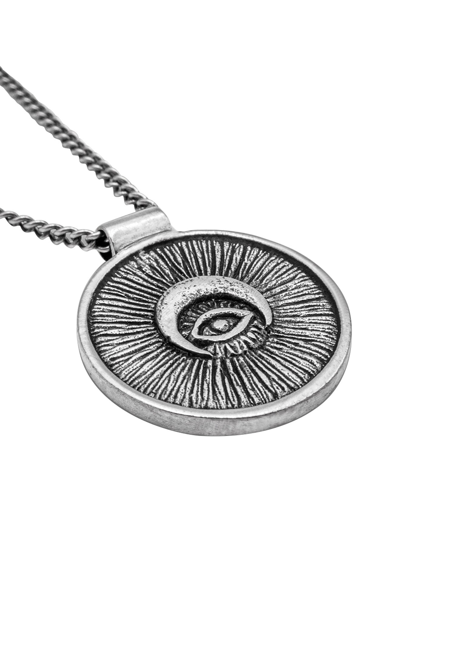 HAZE & GLORY Lange Kette »Halskette Münze Evil Eye - Sun 925 Silber«