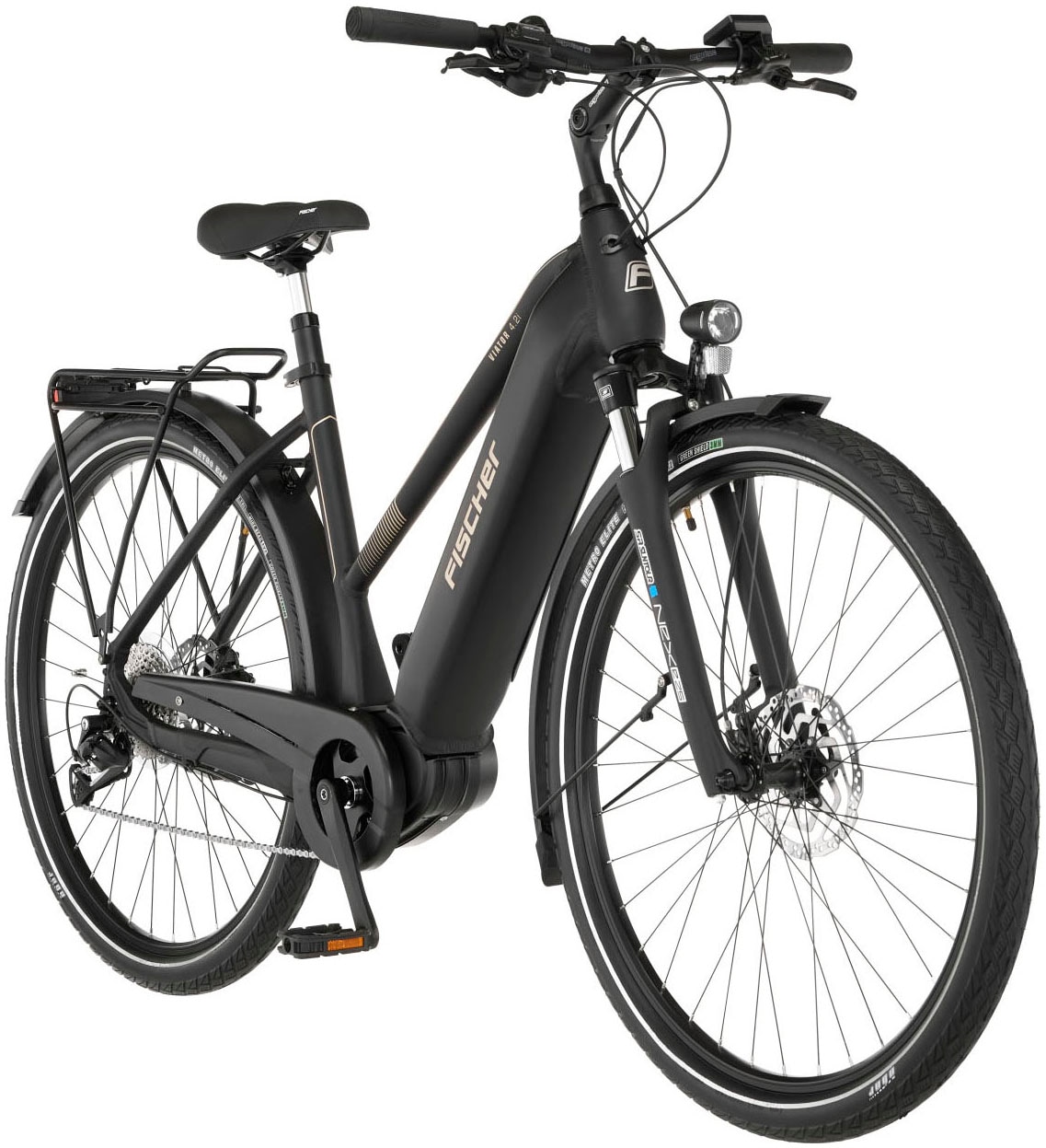 FISCHER Fahrrad E-Bike »VIATOR 4.2i«, 9 Gang, Shimano, Acera, Mittelmotor 250 W, (mit Faltschloss), Pedelec, Elektrofahrrad für Damen u. Herren, Trekkingrad