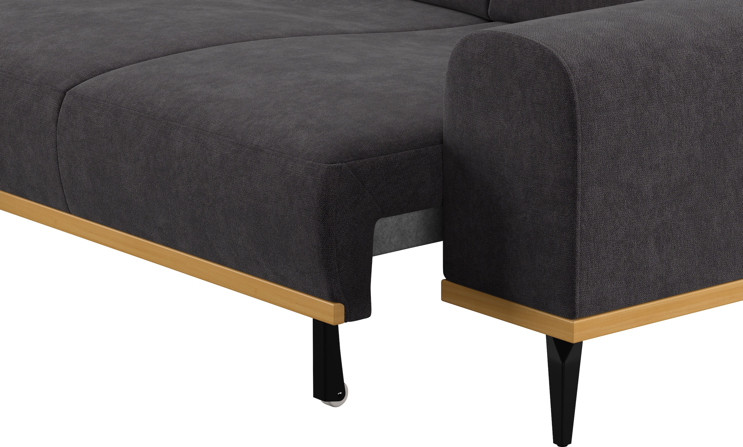 Places of Style Ecksofa »Carlo L-Form«, mit Kopfteilverstellung & Holz-Rahmenoptik, wahlweise Relaxfunktion