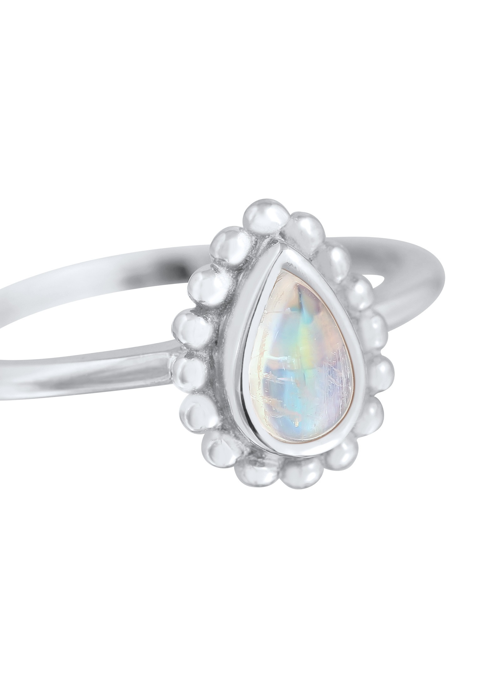 Elli Silberring »Ring Mondstein Tropfen Dots Kugel 925 Silber«