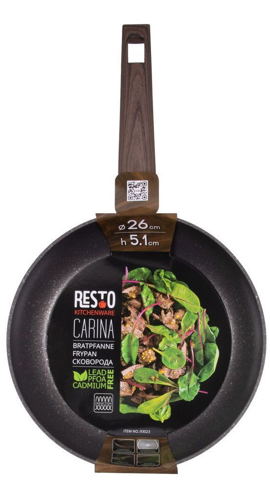 RESTO Kitchenware Bratpfanne »Carina, Universalpfanne mit holzähnlichem Soft-Touch-Griff«, Aluminium, (1 tlg.), mit Marmor-Antihaftbeschichtung, 4-lagig, für alle Herdarten geeignet