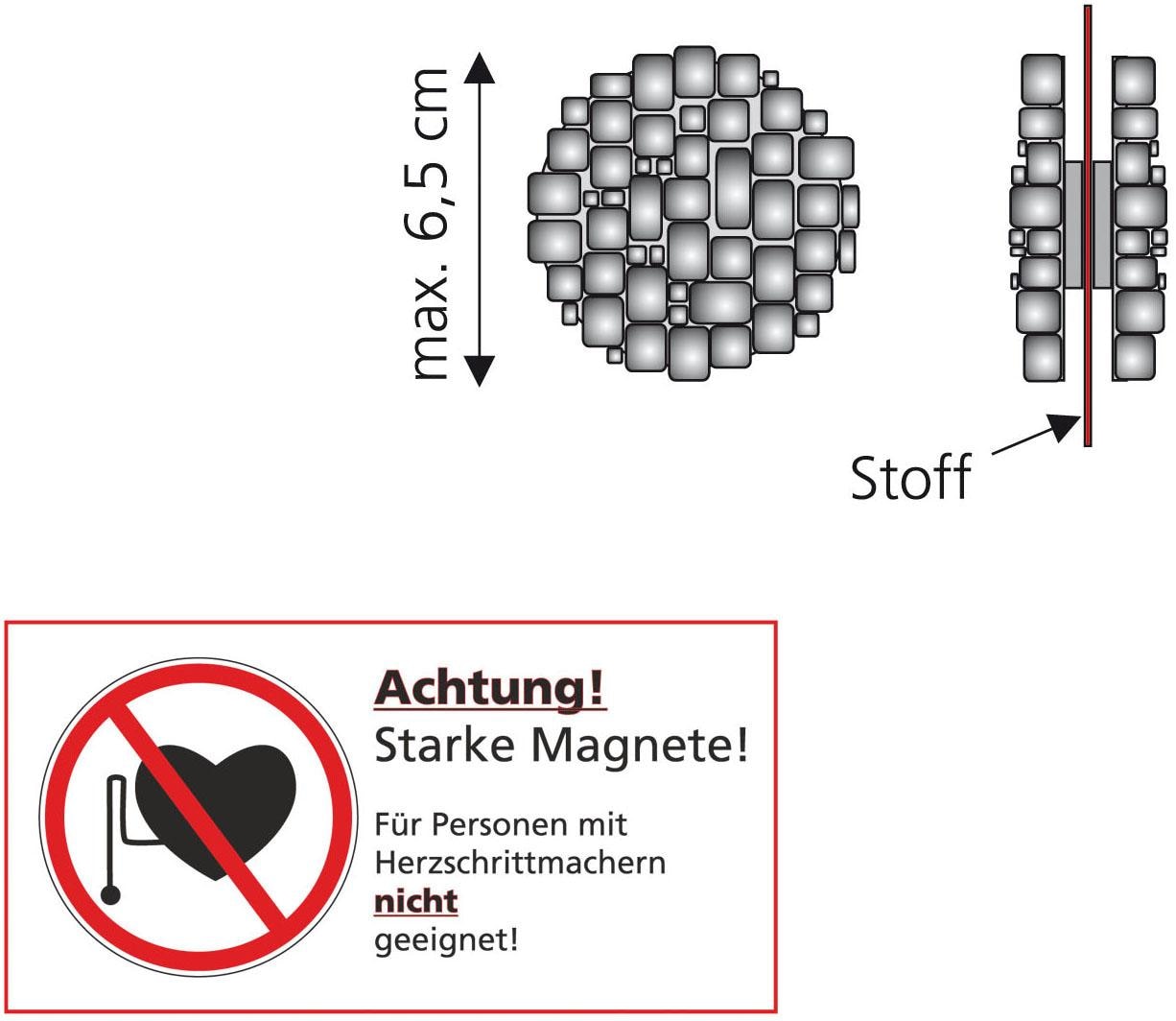 Liedeco Dekomagnet »Steinoptik«, (Packung, 2 St.), für metallische Flächen