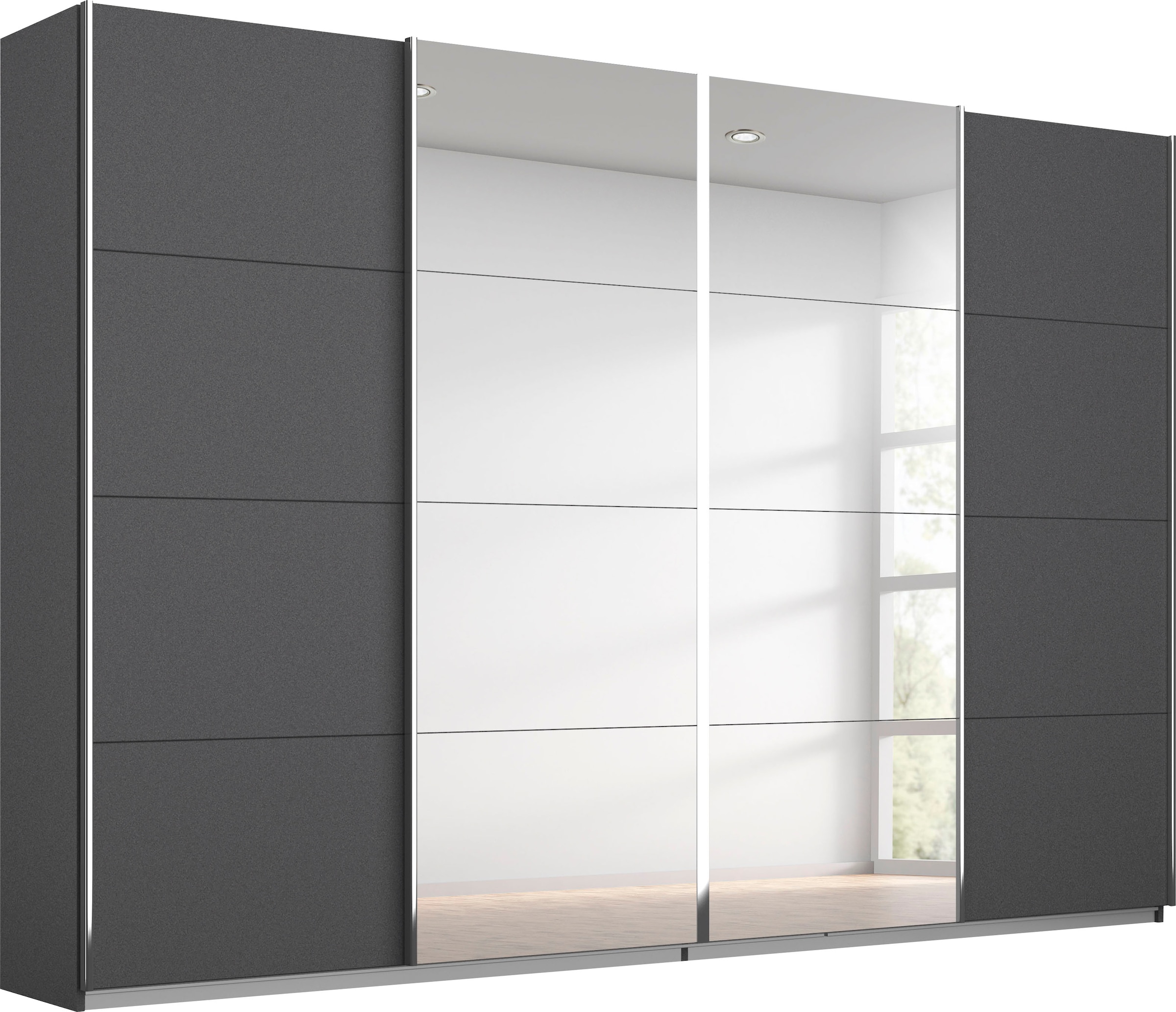 rauch Schwebetürenschrank »Kleiderschrank Schrank Garderobe Wäscheschrank Ankleide SYNCRONO« Mitteltüren öffnen parallel, Breiten 271/316/361 cm Höhen 211/230 cm,  Mitteltüren mit praktischer Synchron-Öffnung MADE IN GERMANY