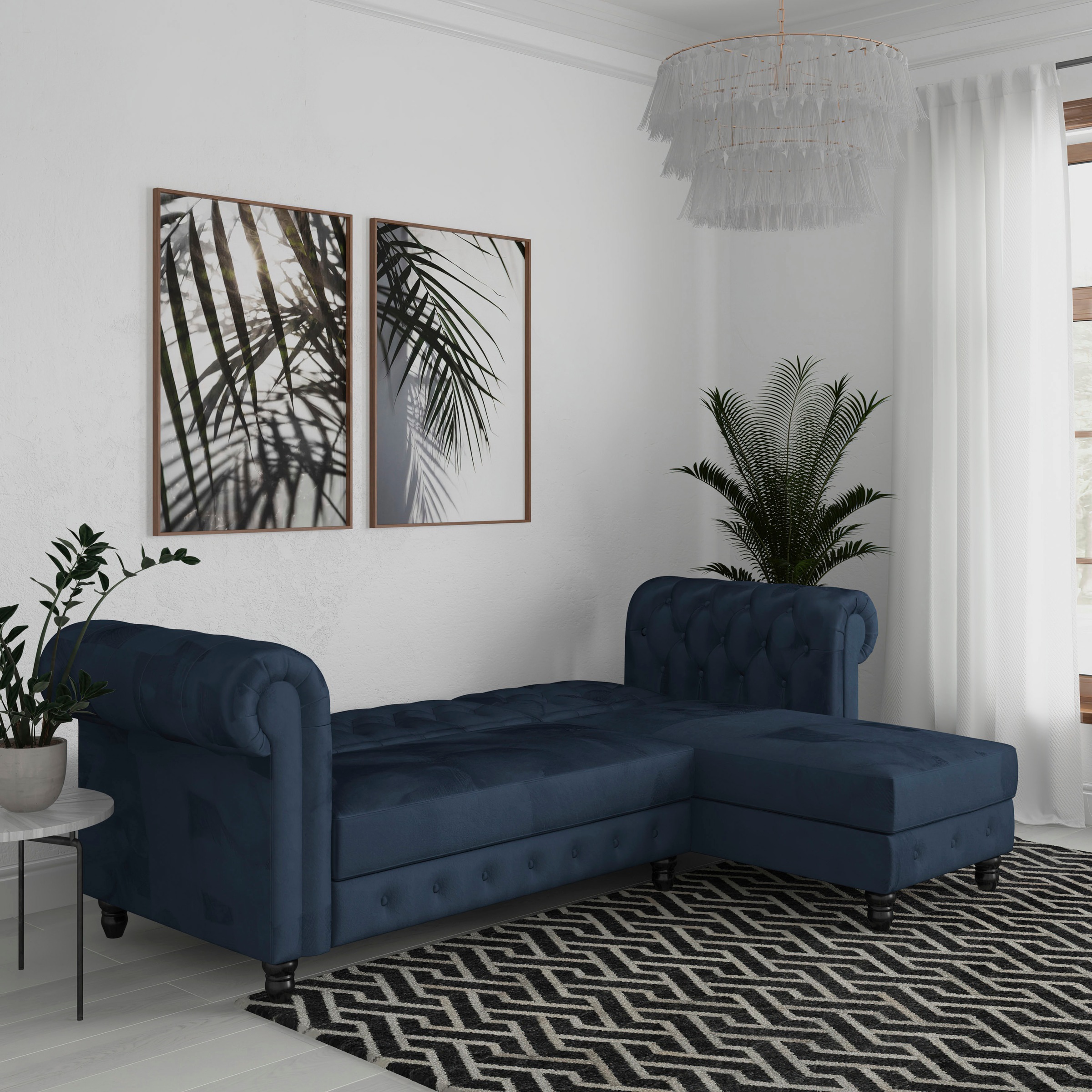 Dorel Home Ecksofa »Felix, L-Form, 241 cm (Liegefl.108x195 cm), Recamiere tauschbar,« verstellb. Rückenlehne, Bett-Funktion, Velours, Kunstleder, Vintage