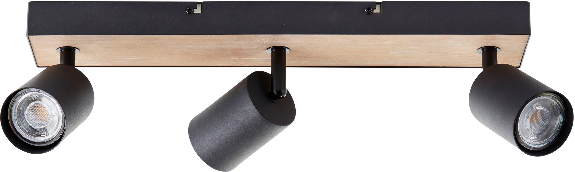 Brilliant Deckenstrahler »Jello Wood«, 3 flammig, Leuchtmittel GU10 | LED wechselbar, Spotbalken schwenkbar, 15x42x8 cm, GU10, 345lm, 3000K, Metall/Holz