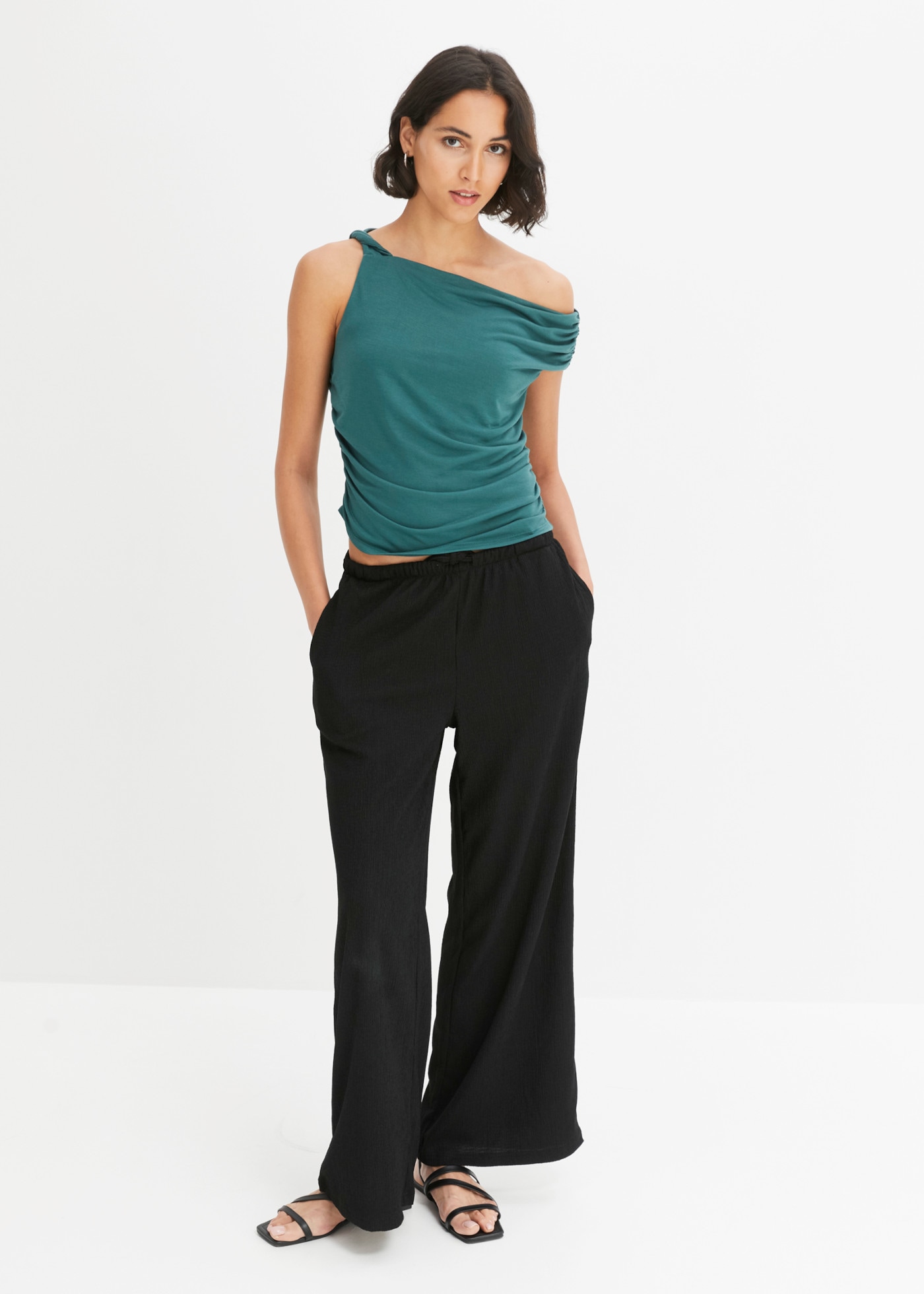 bonprix Jerseyhose  aus Strukturjersey, Loose Fit Passform, mit Elasthan-Anteil
