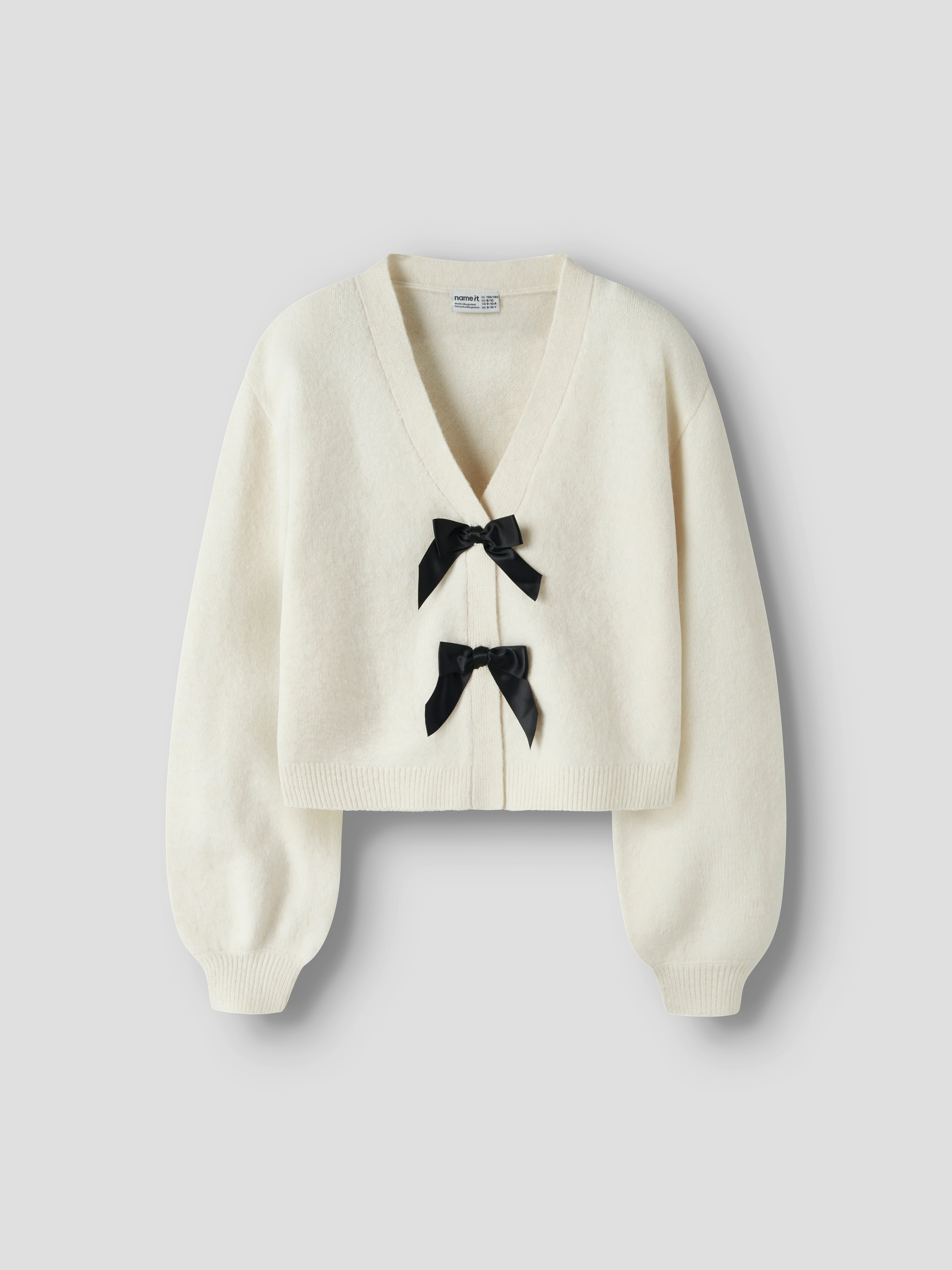 Name It Strickjacke »NKFRINA LS KNIT CARD NOOS« Materialmix, regular fit, Schleifen Details