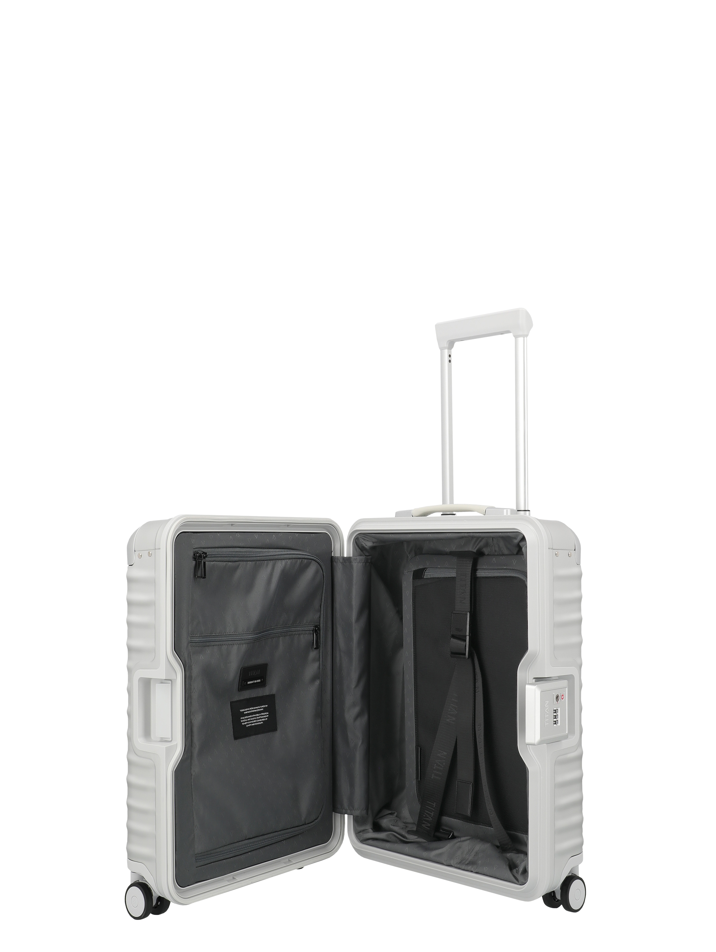 TITAN - Made in Germany Trolley »ETERNITY Aluminium Koffer« 45 l 4 Rollen TSA-Rahmenverschluss, smarte Innenaufteilung & Flüsterrollen