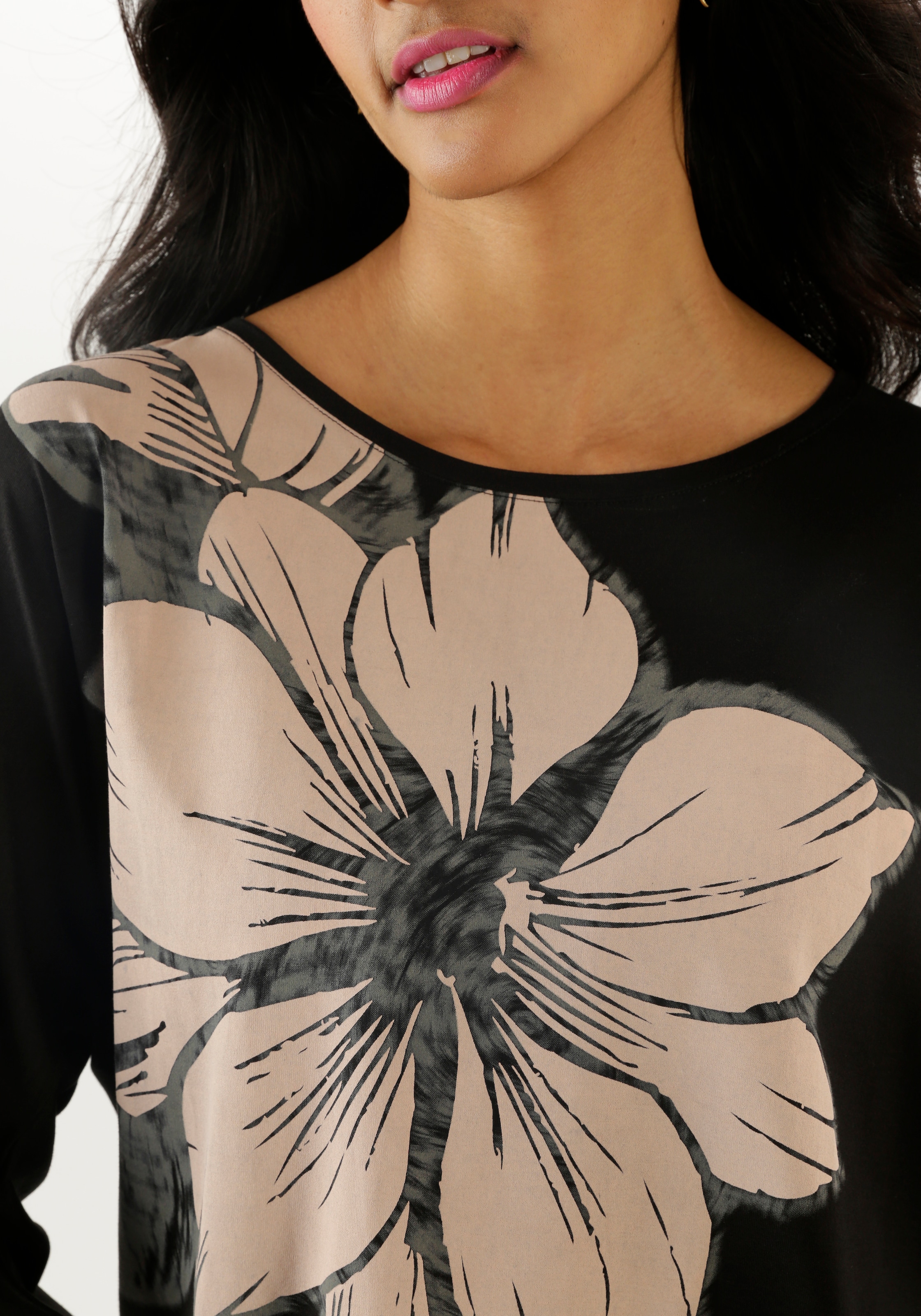 Aniston SELECTED Fledermausshirt, mit großem Front-Blumendruck - NEUE KOLLEKTION