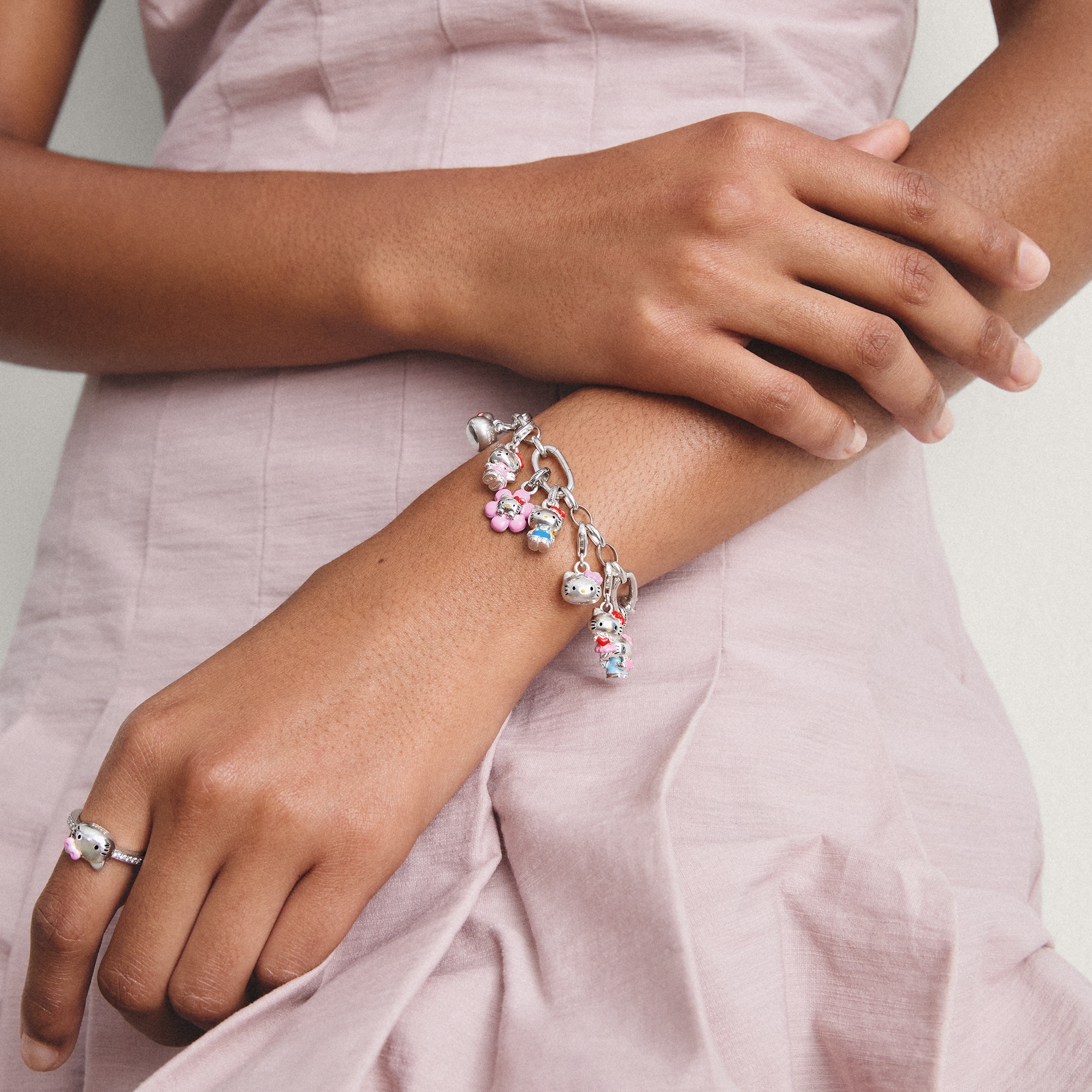 THOMAS SABO Charm-Einhänger »THOMAS SABO ♡ Hello Kitty Charm klassisch pink - Original« Emaille
