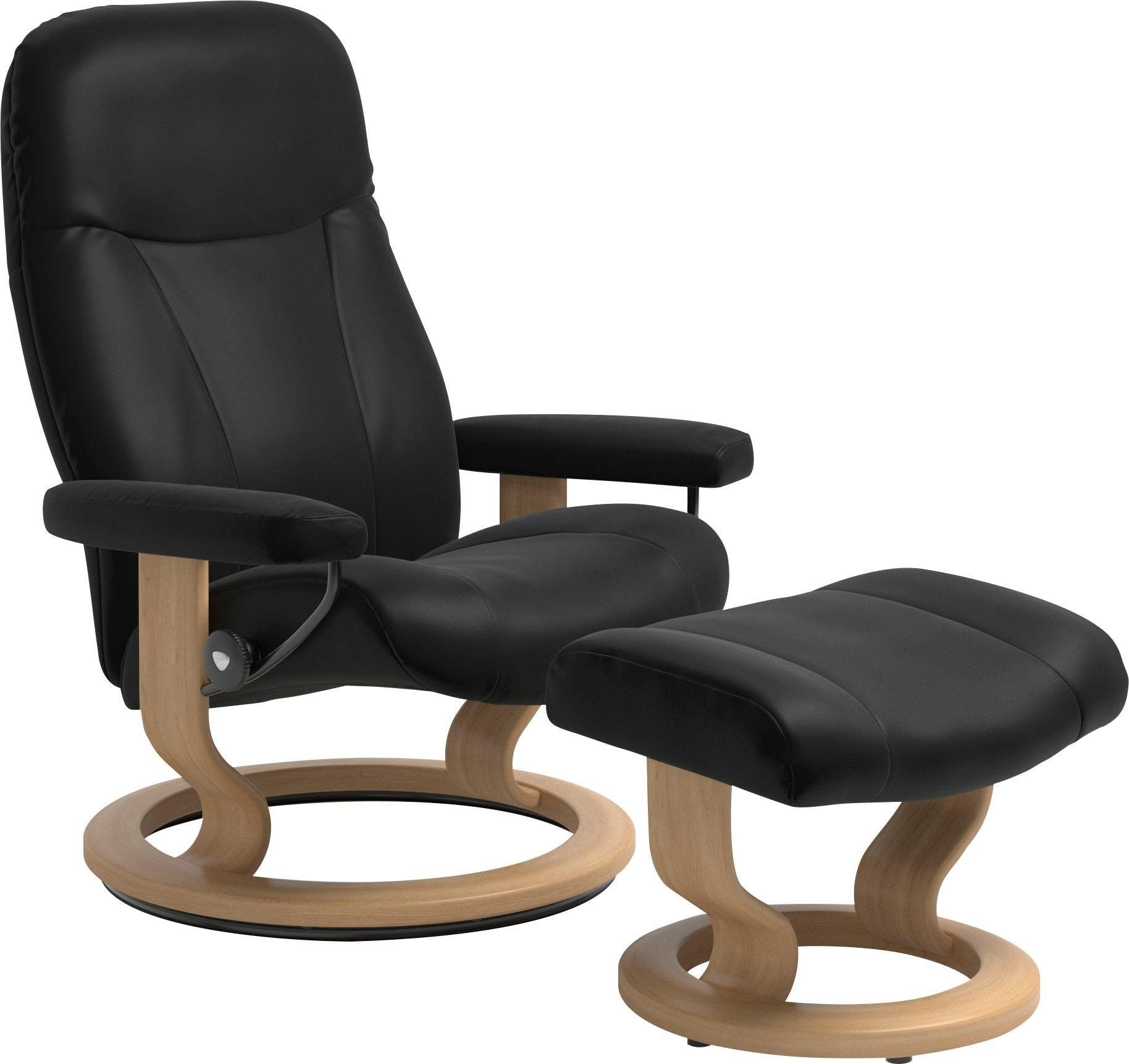 Stressless® Relaxsessel »Garda«, (Set, Relaxsessel mit Hocker), mit Hocker, mit Classic Base, Größe M, Gestell Eiche