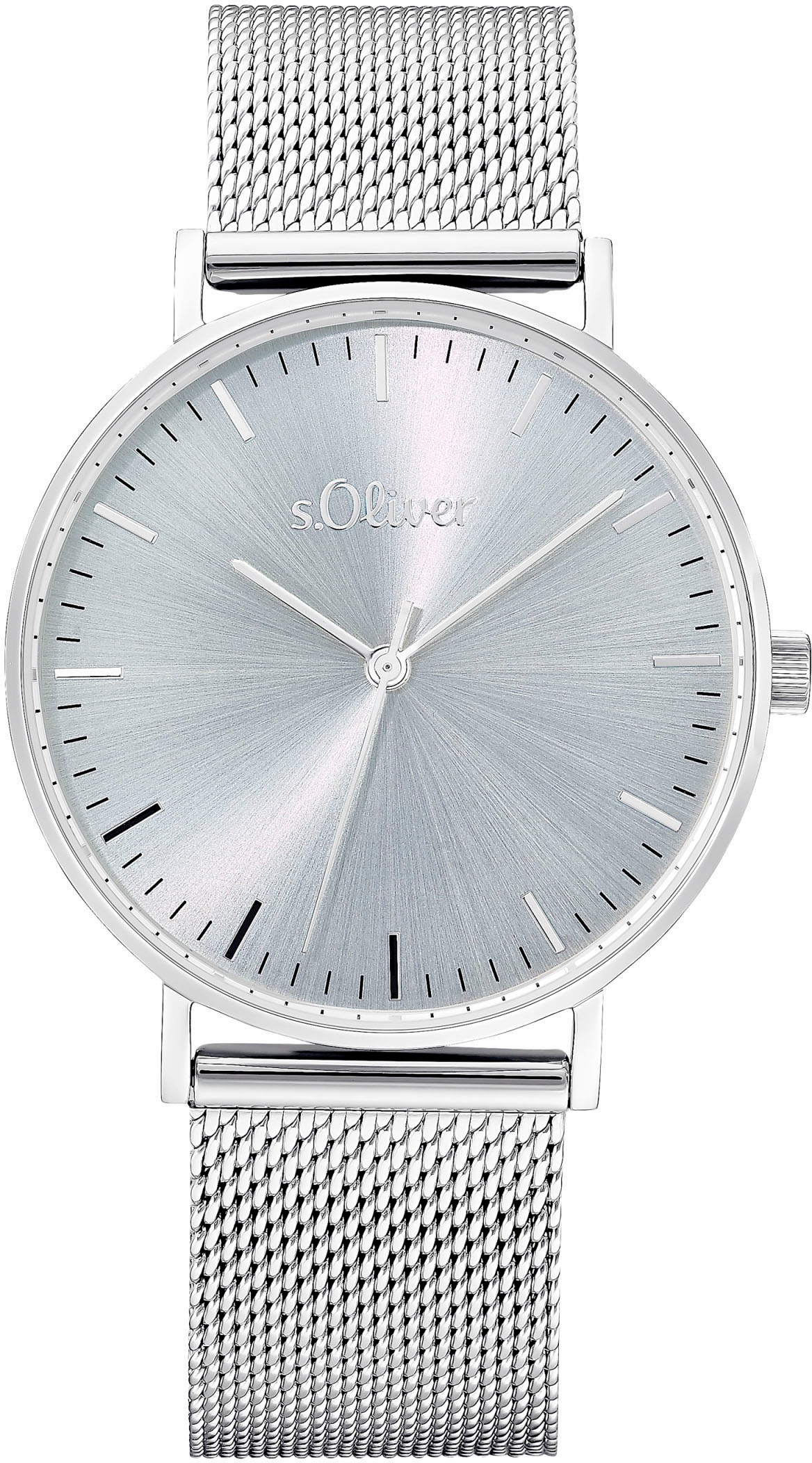 s.Oliver Quarzuhr, Armbanduhr, Damenuhr, analog, Edelstahlarmband