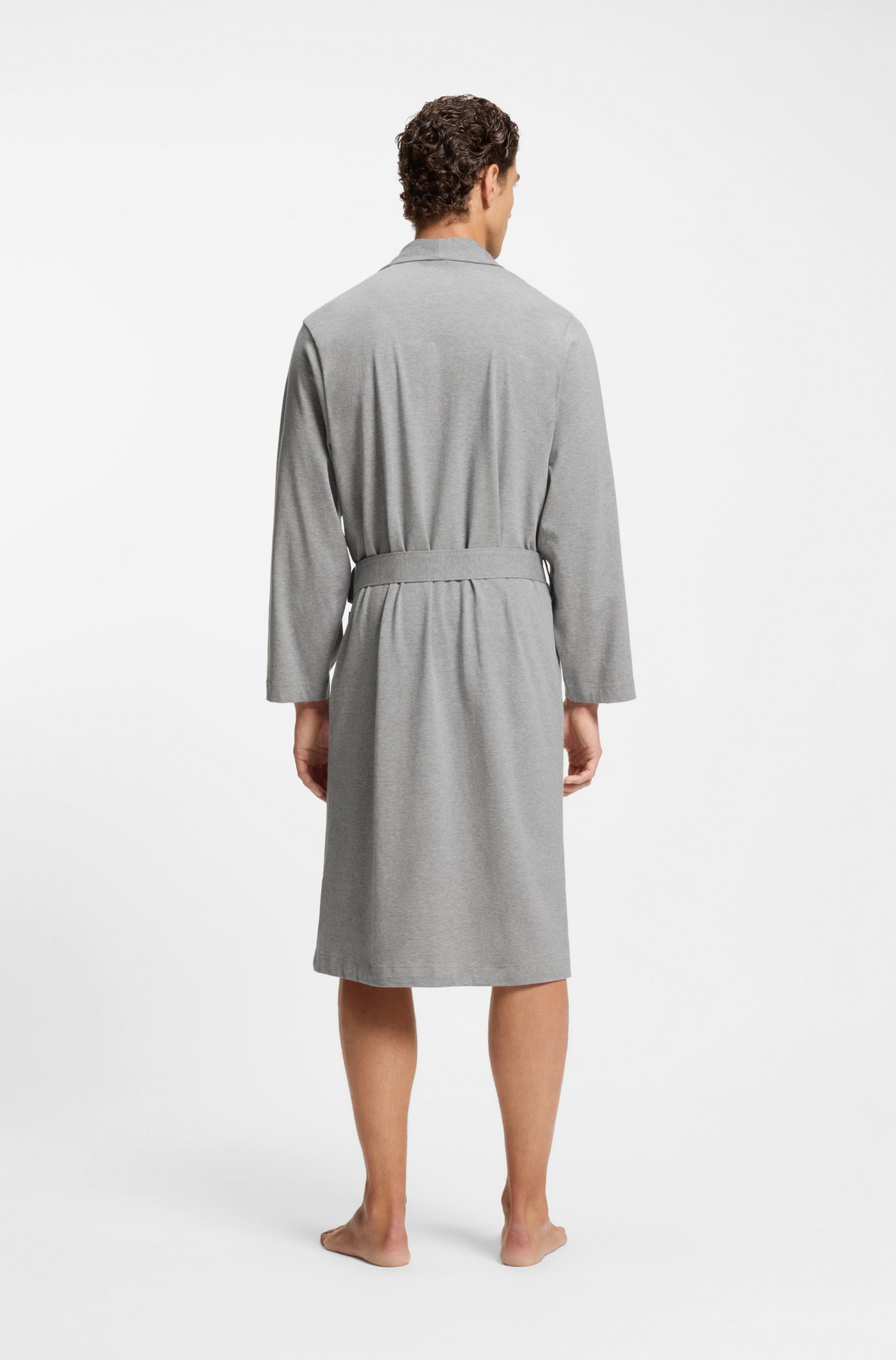 BOSS Morgenmantel aus Baumwoll-Jersey mit Logo-Stickerei