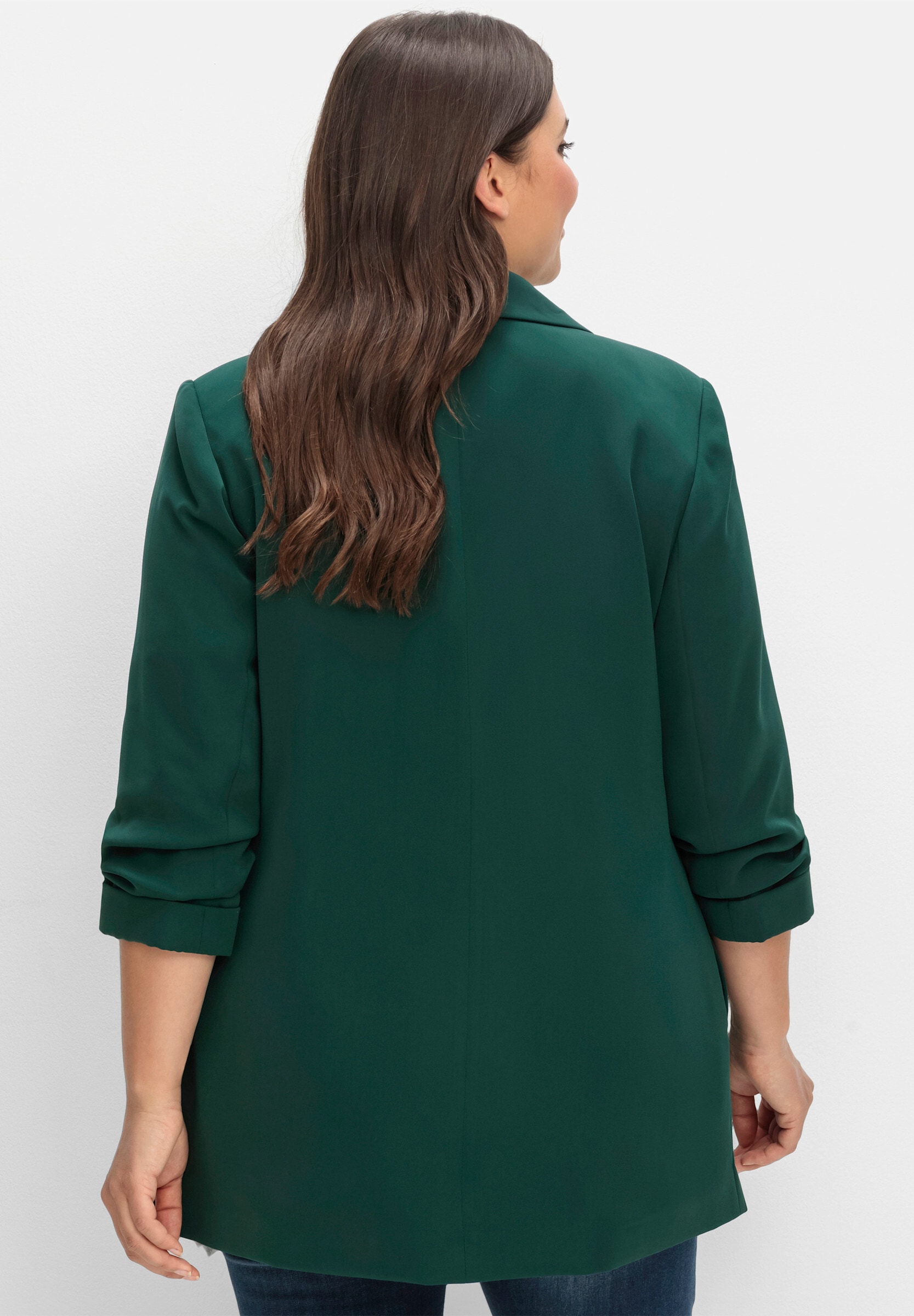 Sheego Blusenblazer »Longblazer Longblazer mit Schalkragen« mit Schalkragen und gerafftem 3/4-Arm