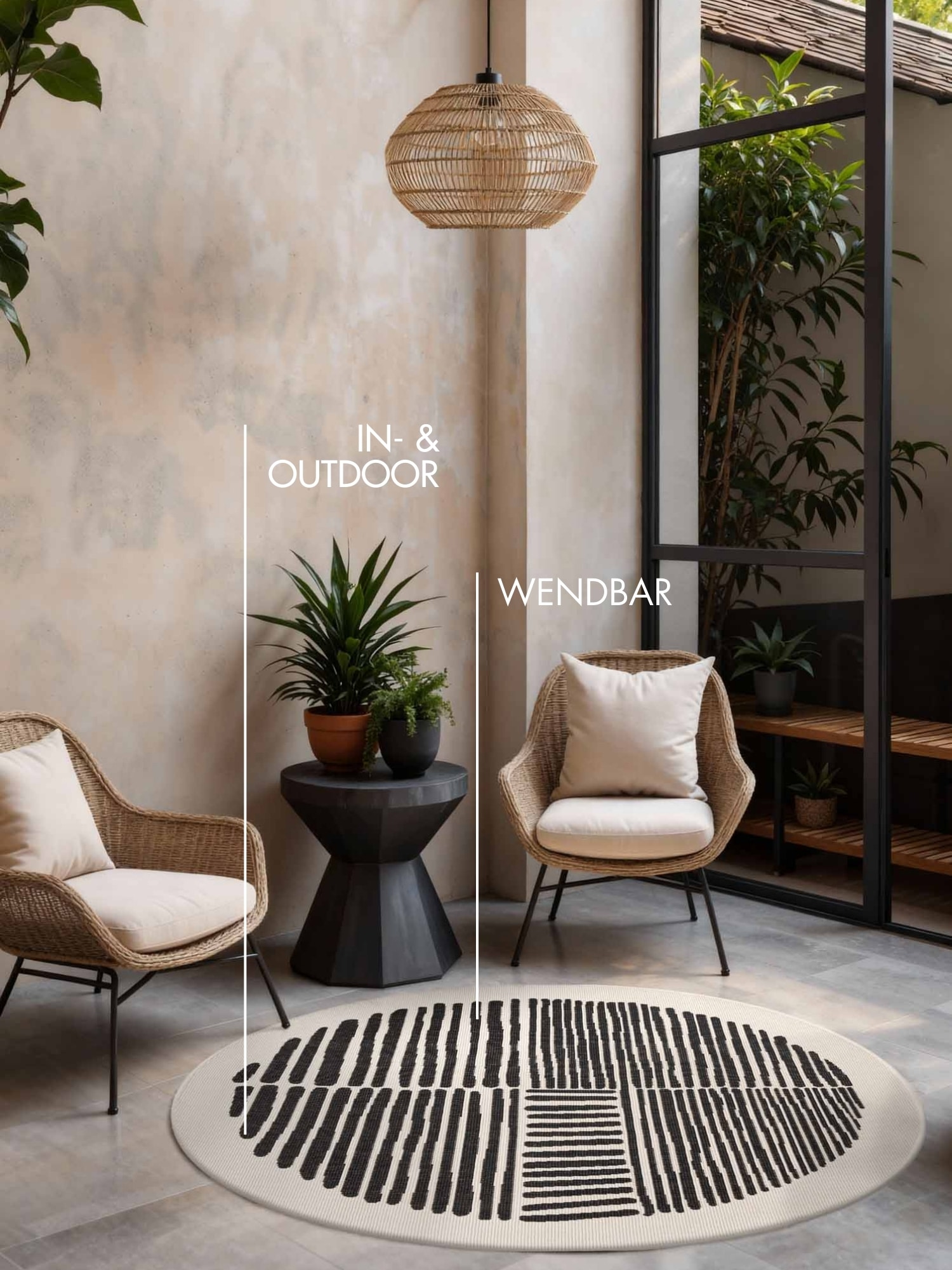Ted Baker Teppich »Bounds , Wendeteppich« rund 8 mm Höhe Designteppich, Wetterfest, Pflegeleicht, Modern, Wohnzimmer, Terrasse
