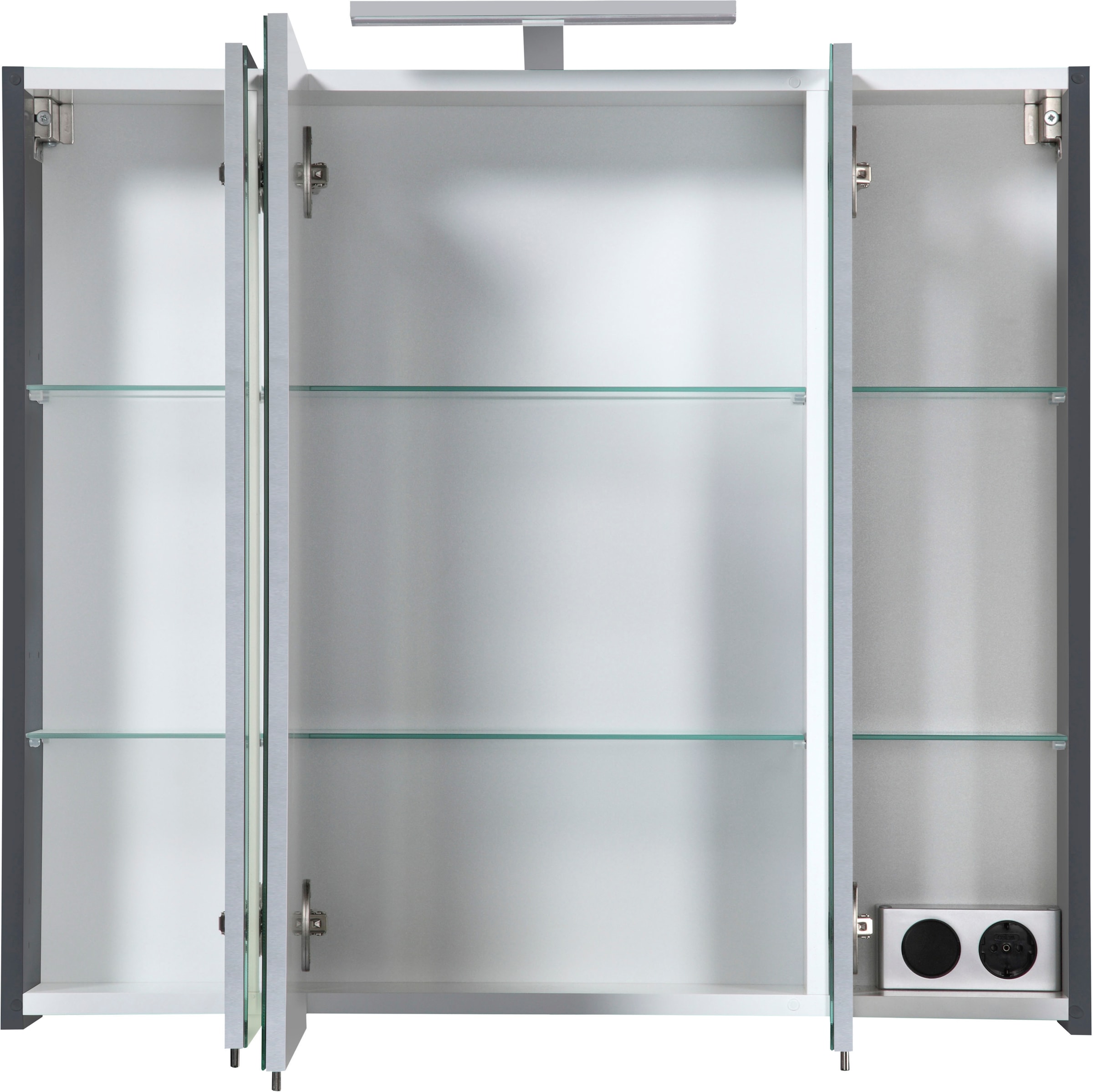 welltime Spiegelschrank »Torino«, Breite 80 cm, 3-türig, LED-Beleuchtung, Schalter-/Steckdosenbox