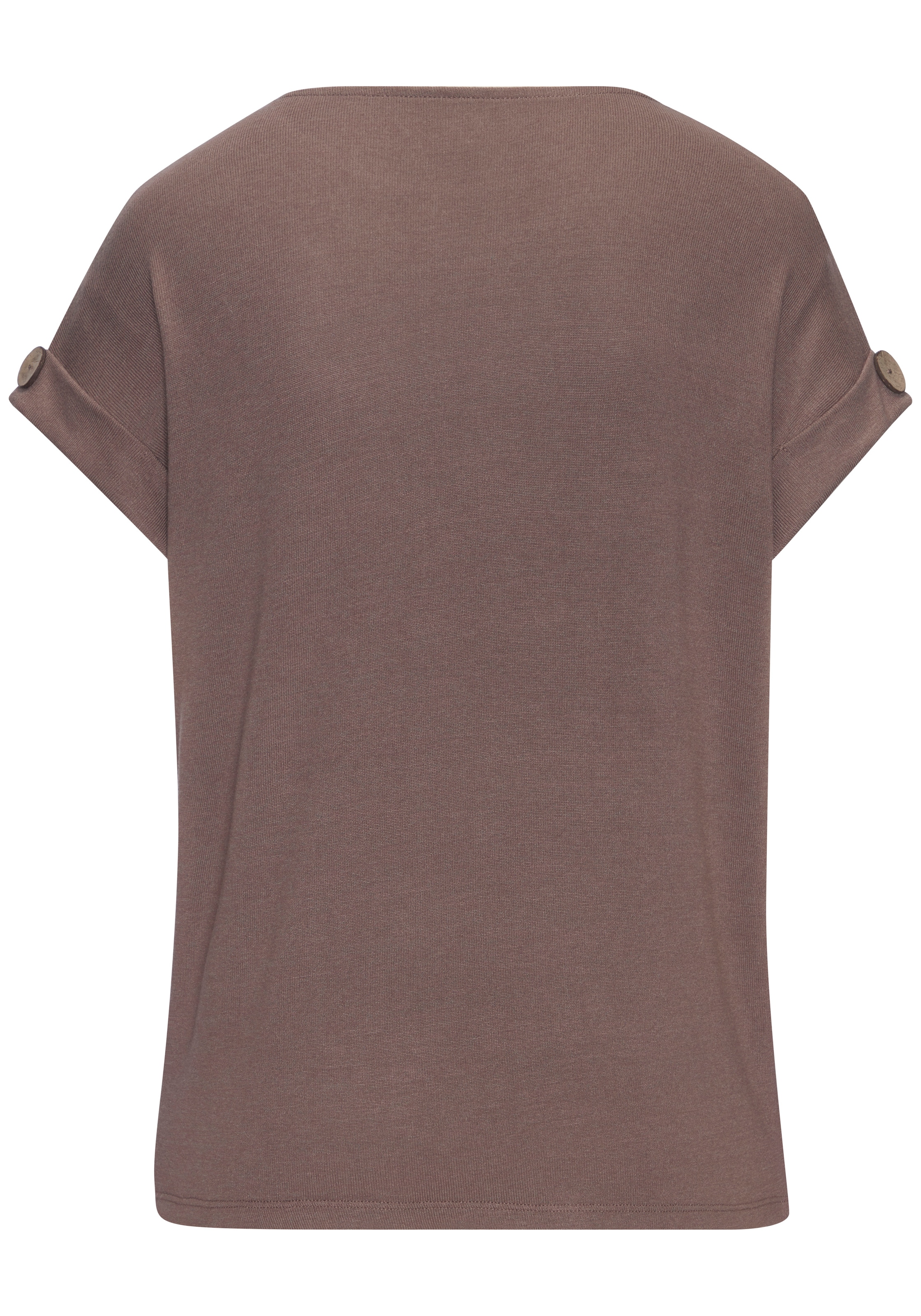 LASCANA Kurzarmshirt »mit Knopfdetail am Ärmelabschluss« aus weichem Viskose-Feinstrick