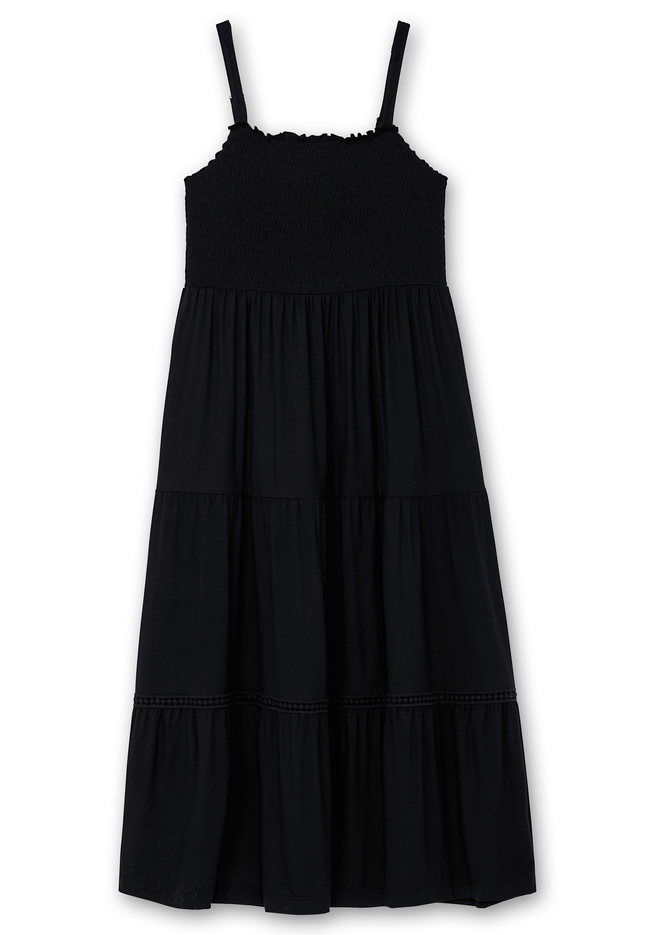 Sheego Sommerkleid »Maxikleid mit Smok-Oberteil und Volantrock«