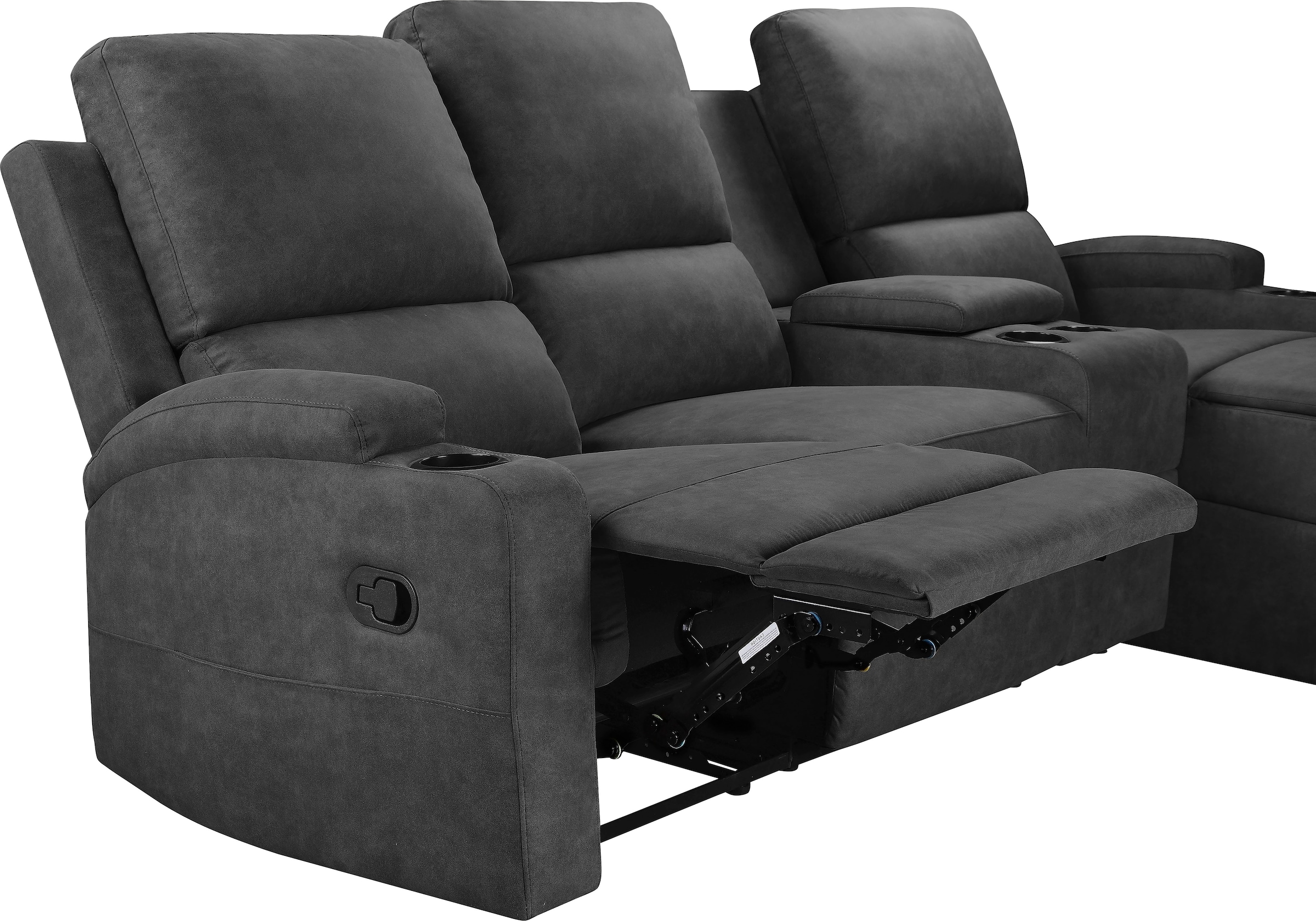 Home affaire Ecksofa »NAPORI Multimediasofa, 3er Kinosessel XXL, L-Form, 3 Bezugsstoffe«, Kinosofa mit Relaxfunktion, Getränkehalter, Staufach und Staukasten