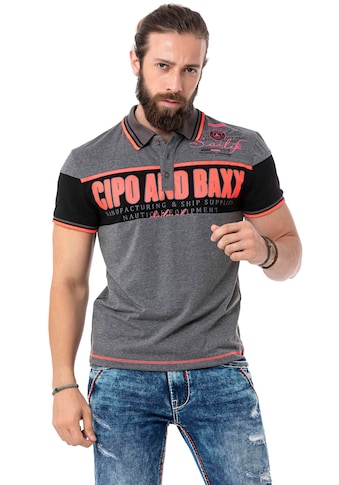 Cipo & Baxx Poloshirt, mit Blockstreifen und Logo-Print kaufen
