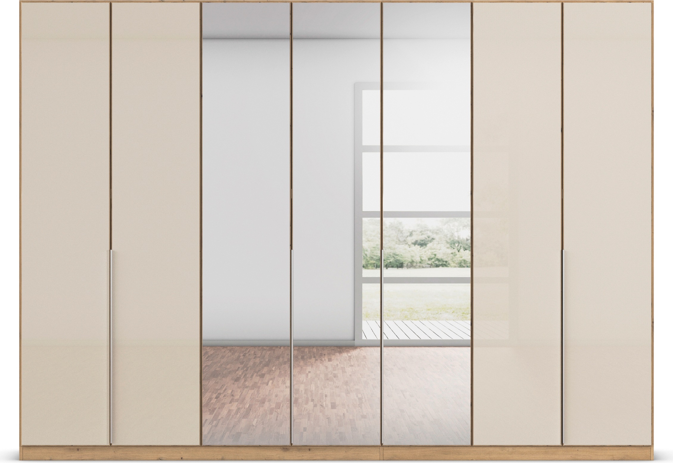 rauch Drehtürenschrank »Kleiderschrank Kleiderschränke Schrank Garderobe AGORDO mit Glasfront«, (in zwei Griff-Farben), durchdachte Innenausstattung, in 6 Breiten und 2 Höhen MADE IN GERMANY