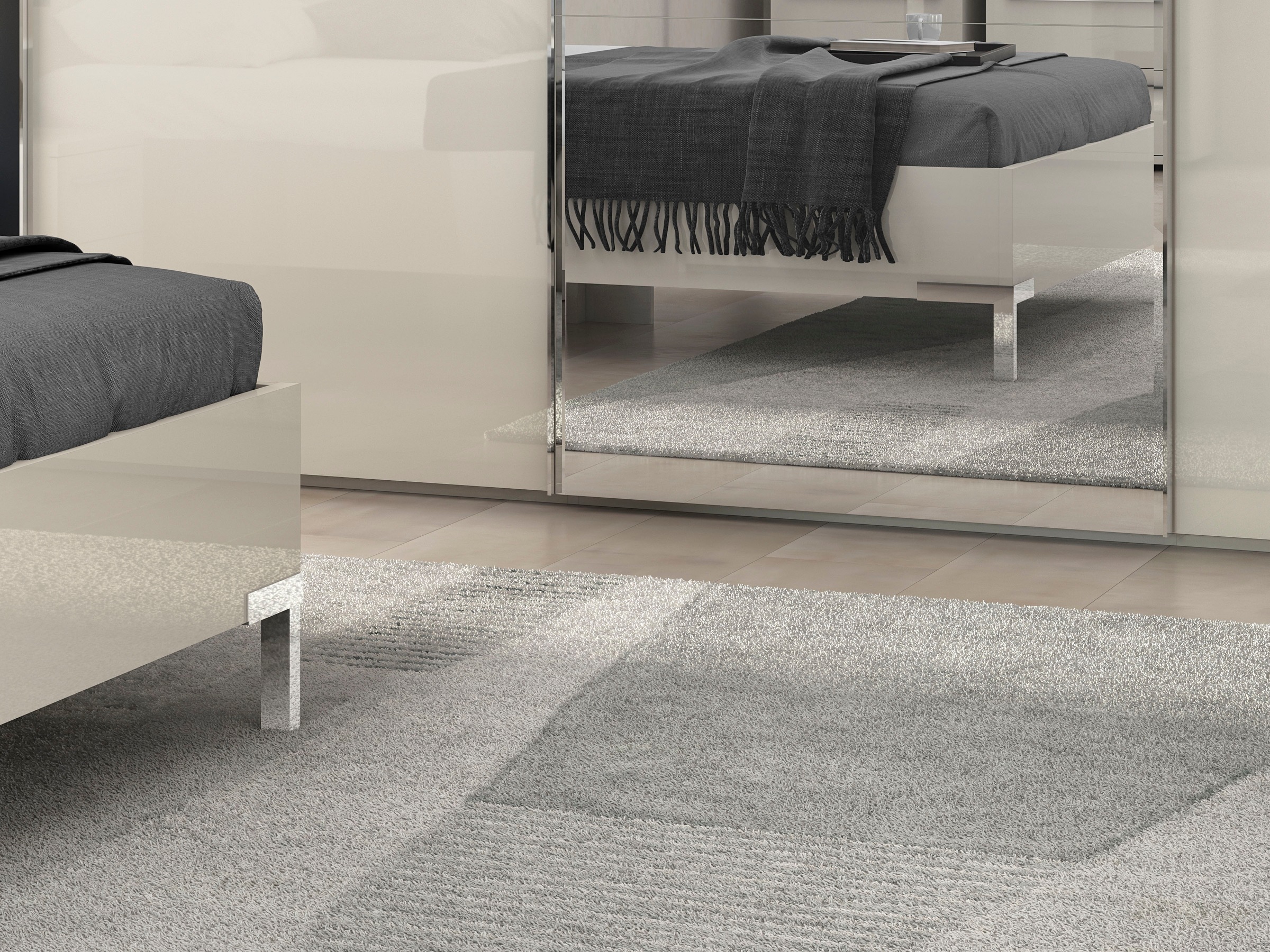 Places of Style Schwebetürenschrank »Piano, mit Einlegeböden, Kleiderstangen, Spiegel, Türen soft-close«, (in 3 Breiten, 224cm hoch, mit verchromten Aufleistungen), mit Spiegeltür, FSC-zertifizierter Holzwerkstoff