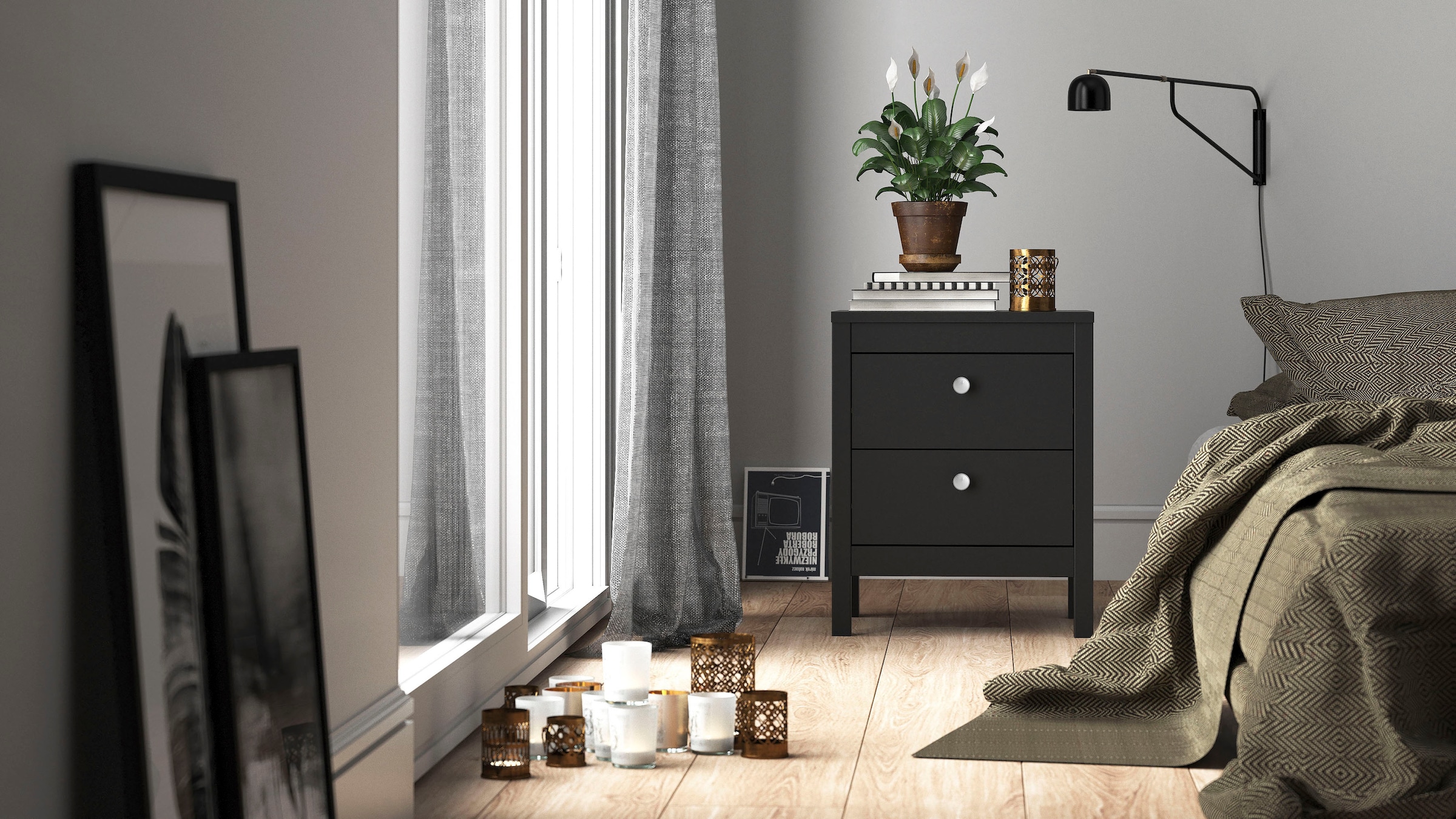 Home affaire Nachttisch »Nachtkommode, Nachtschrank, Beistelltisch« mit 2 Schubladen, Breite 44 cm, Höhe 54 cm