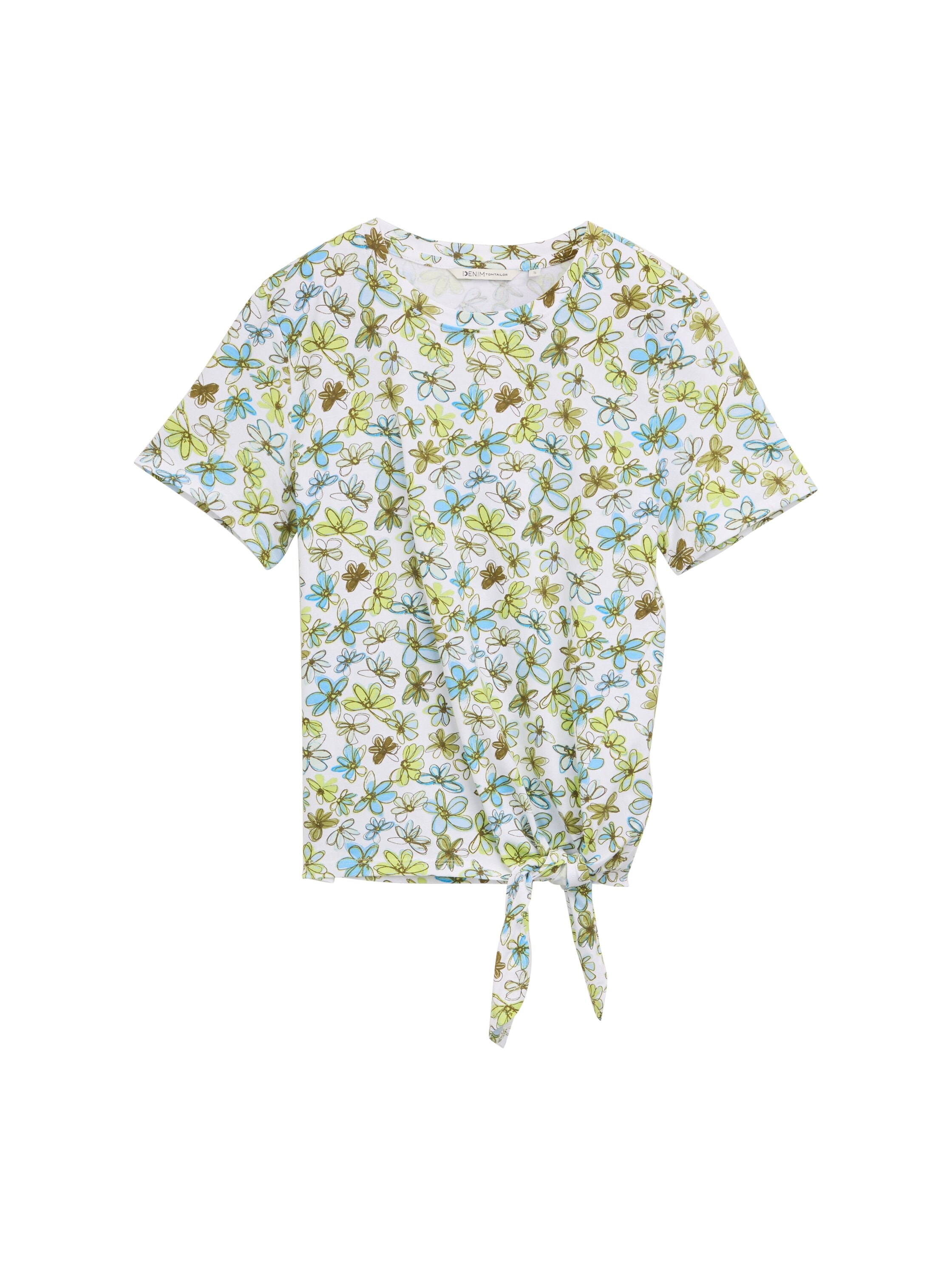 TOM TAILOR Denim T-Shirt, mit Minimalprint und seitlichem Knoten
