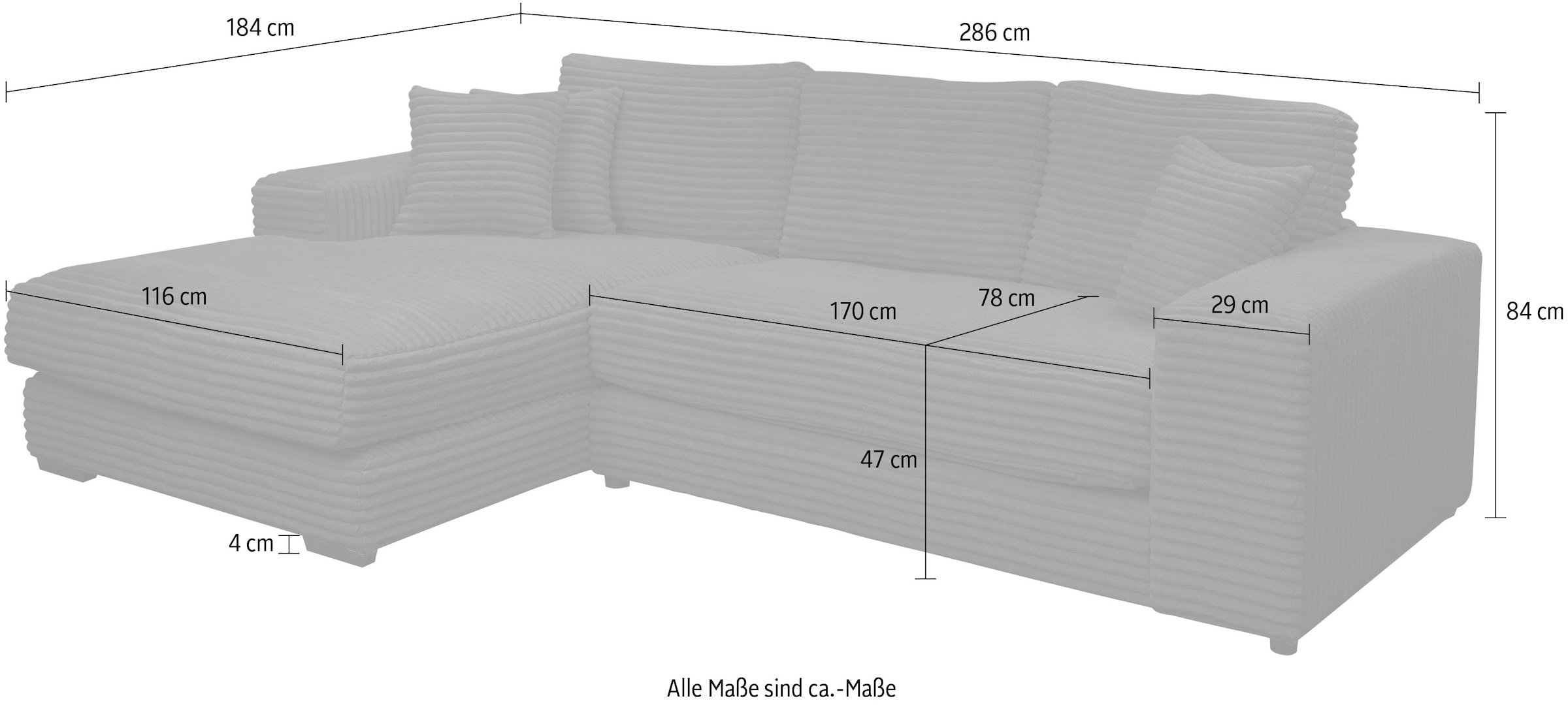 WERK2 Ecksofa »Eden L-Form«, Design Ecksofa in Cord mit besonders weichem Sitzkomfort