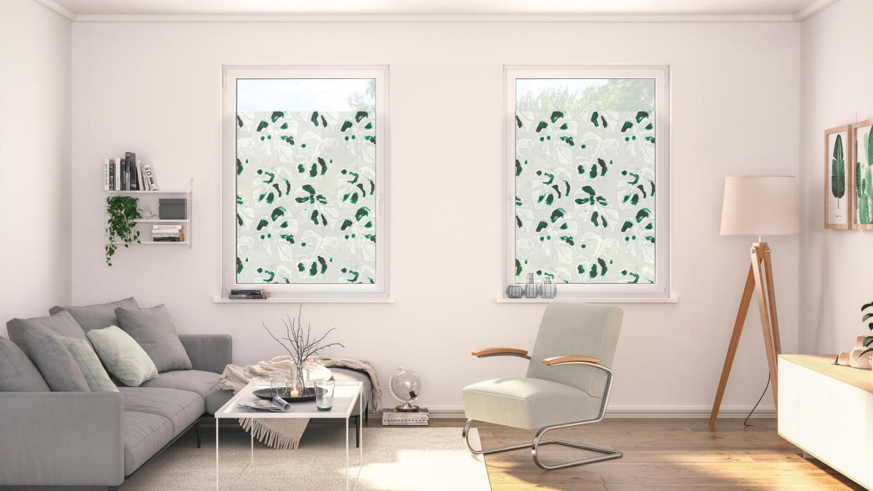 LICHTBLICK ORIGINAL Fensterfolie »Fensterfolie selbstklebend, Sichtschutz, Monstera - Grün«, 1 St., blickdicht, glattstatisch haftend
