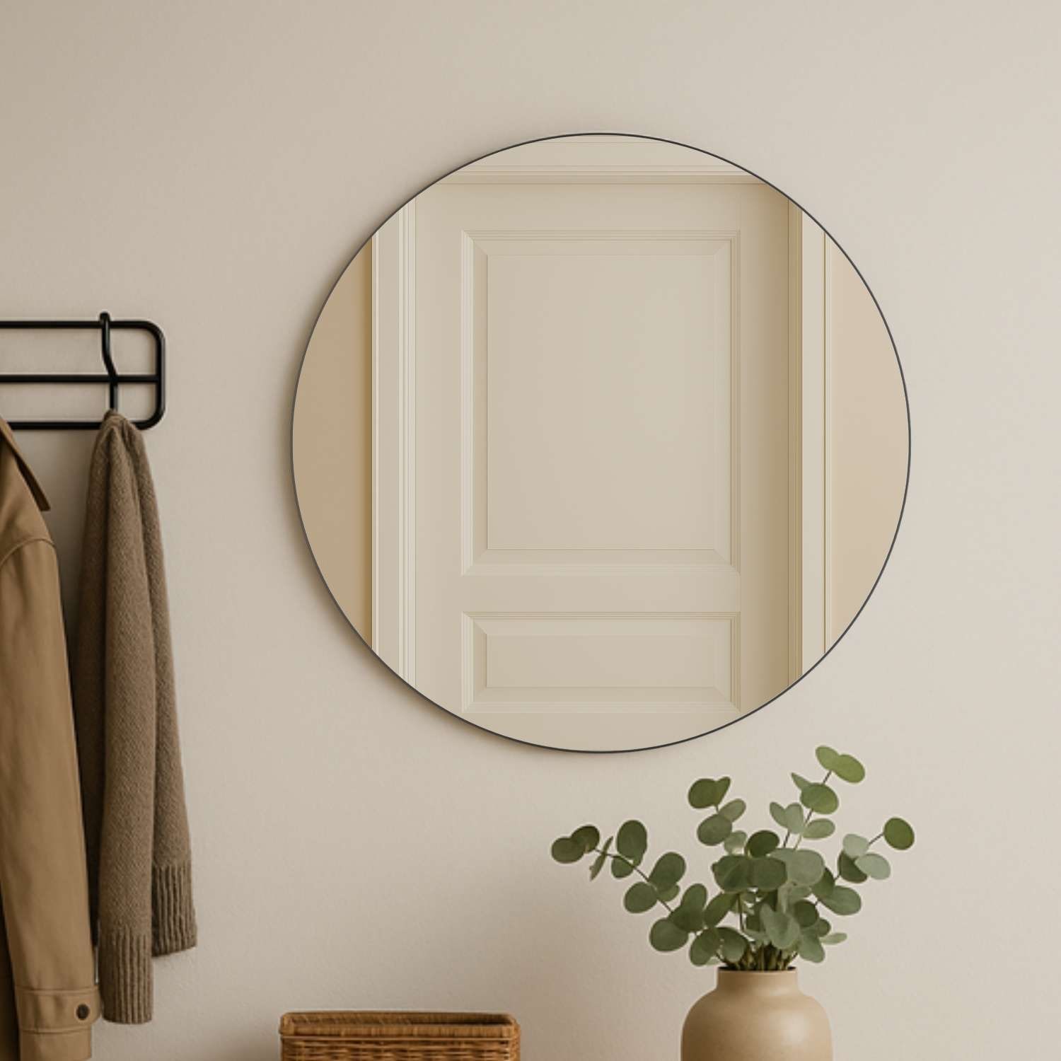 Loevschall Wandspiegel »Refine, Wandspiegel Rund für alle Raumtypen, Stilvoller Rahmen«, Runder Spiegel für Schlafzimmer, Wohnzimmer, Garderobe und Badezimmer