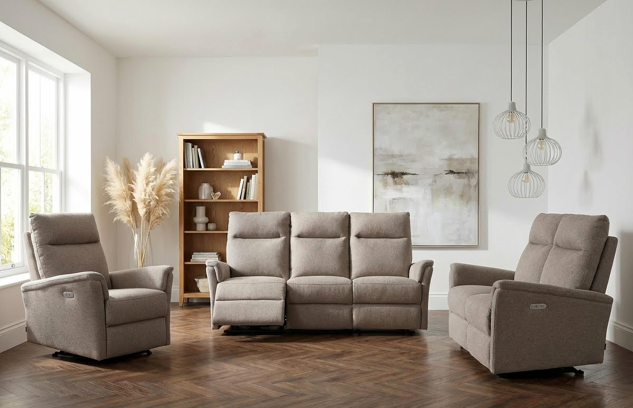 Home affaire Polstergarnitur »FINNARA, 3+2+1, elelektrische Relaxfunktion, USB A/C« Liegefunktion 105°-135°, Federkern,