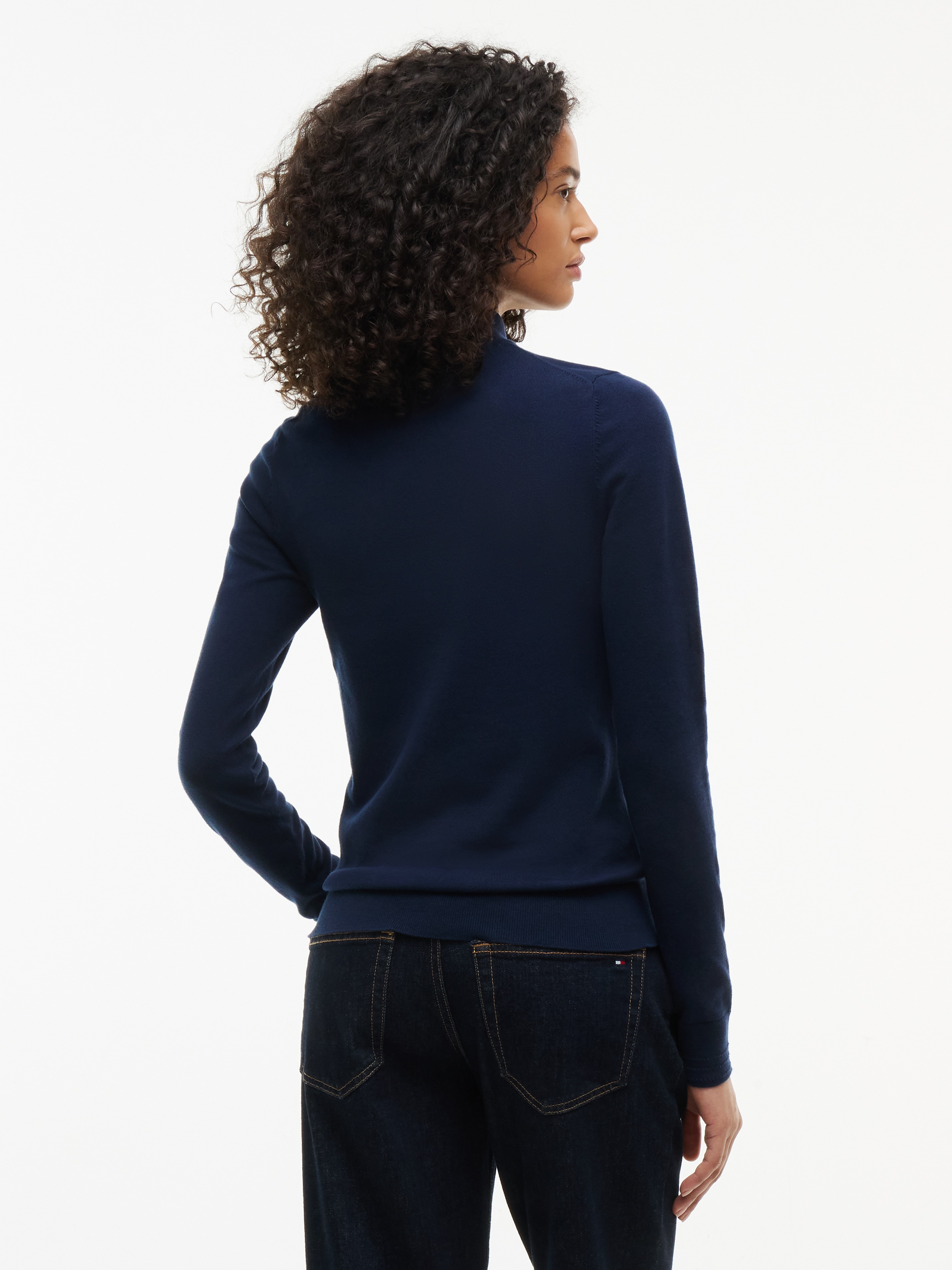 Tommy Hilfiger Strickpullover »COTTON JERSEY SLIM MK-NK SWT« Baumwollmischung, slim fit