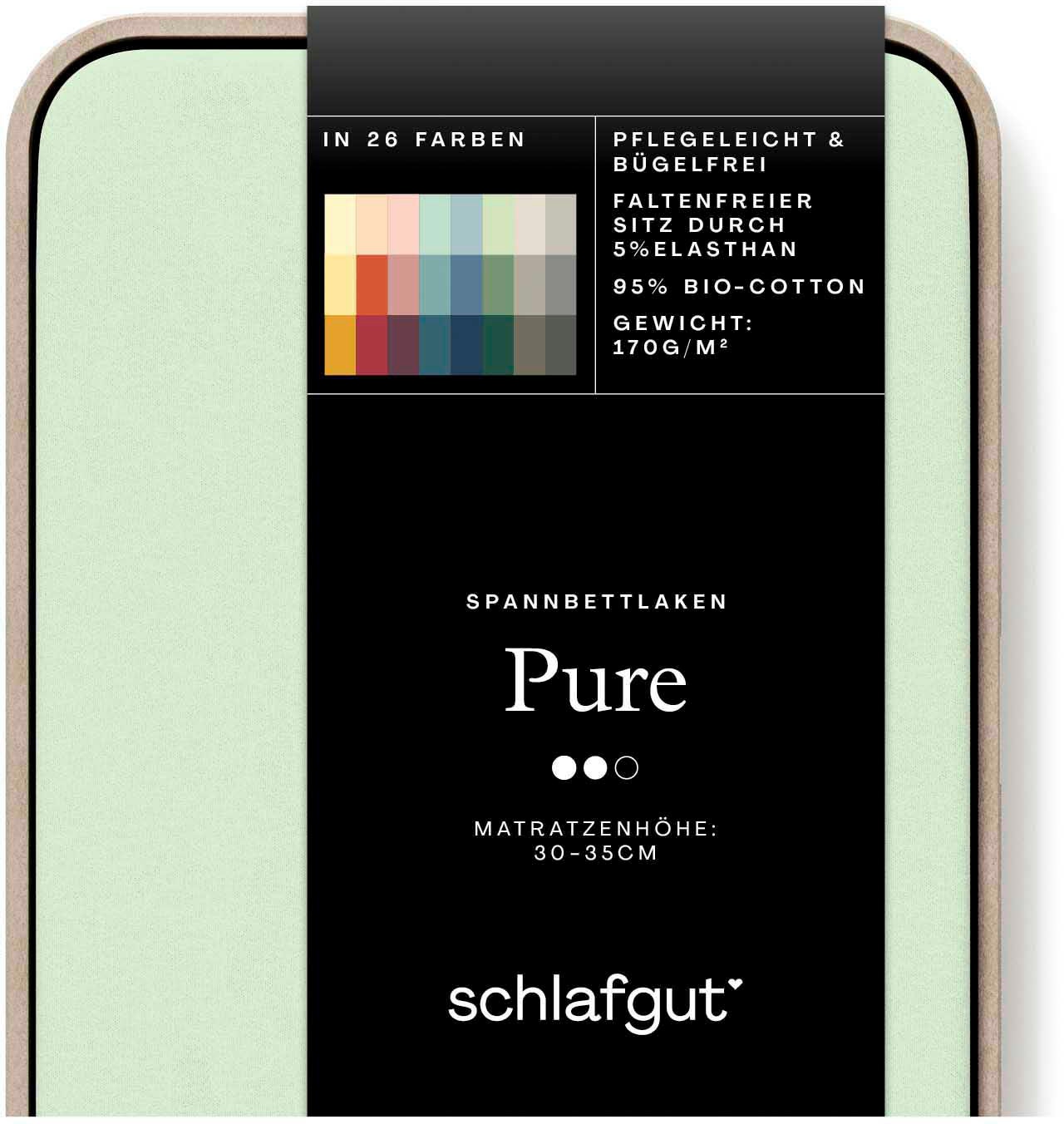 Schlafgut Spannbettlaken »PURE Bio-Baumwolle mit Elasthan, dehnbar blickdicht, straff, Bettlaken«, PREMIUM Laken für Matratzen bis 30cm Höhe, in 90x200, 140x200, 180x200