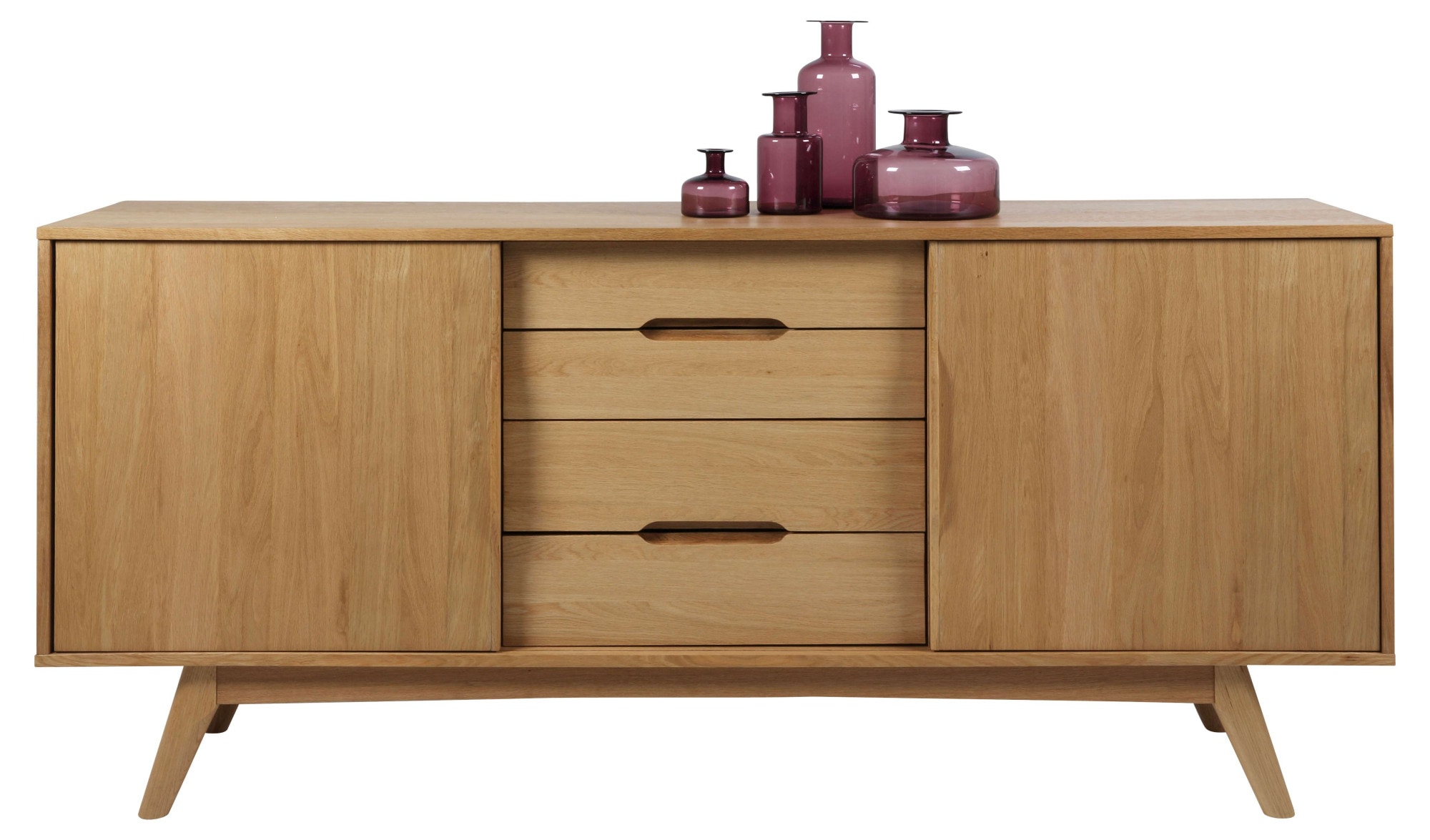 ACTONA GROUP Sideboard »Marte«, Anrichte, Eiche/Furnier, 2 Schiebetüren, 4 Schubladen, Breite 180 cm